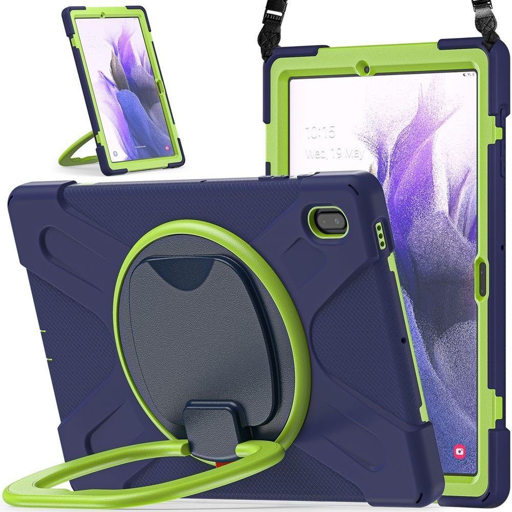 Wigento Tablet-Hülle Für Samsung Galaxy Tab S7 FE / Tab S7 Plus/ Tab S8 Plus  12.4 Zoll 360 Grad Hybrid Outdoor Schutzhülle Case Grün Tasche Cover Etuis