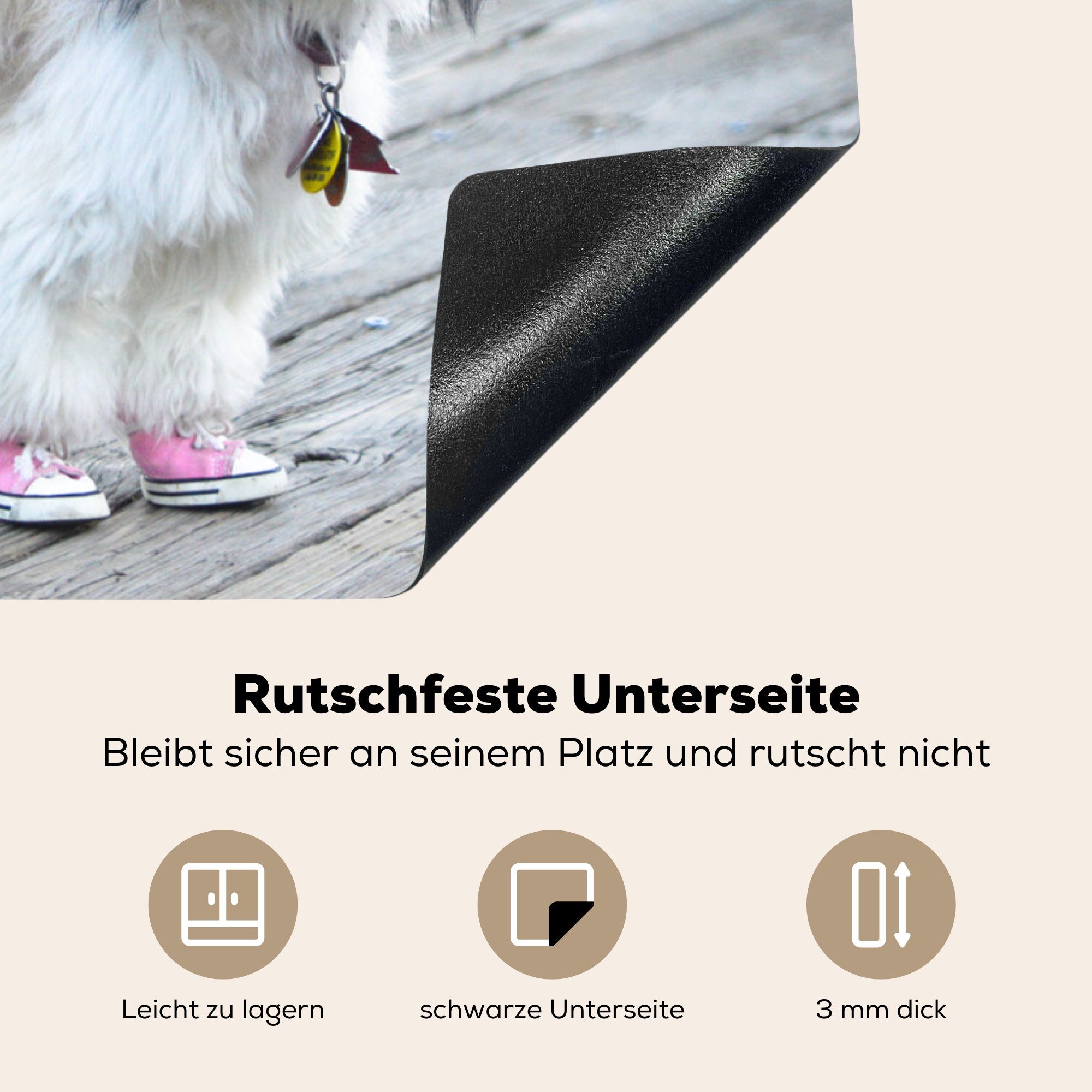 MuchoWow Herdblende-/Abdeckplatte Ein Shih Tzu Vinyl, Induktionskochfeld (1 Hund für Schutz die Ceranfeldabdeckung mit 81x52 Schuhen, rosa cm, tlg), küche