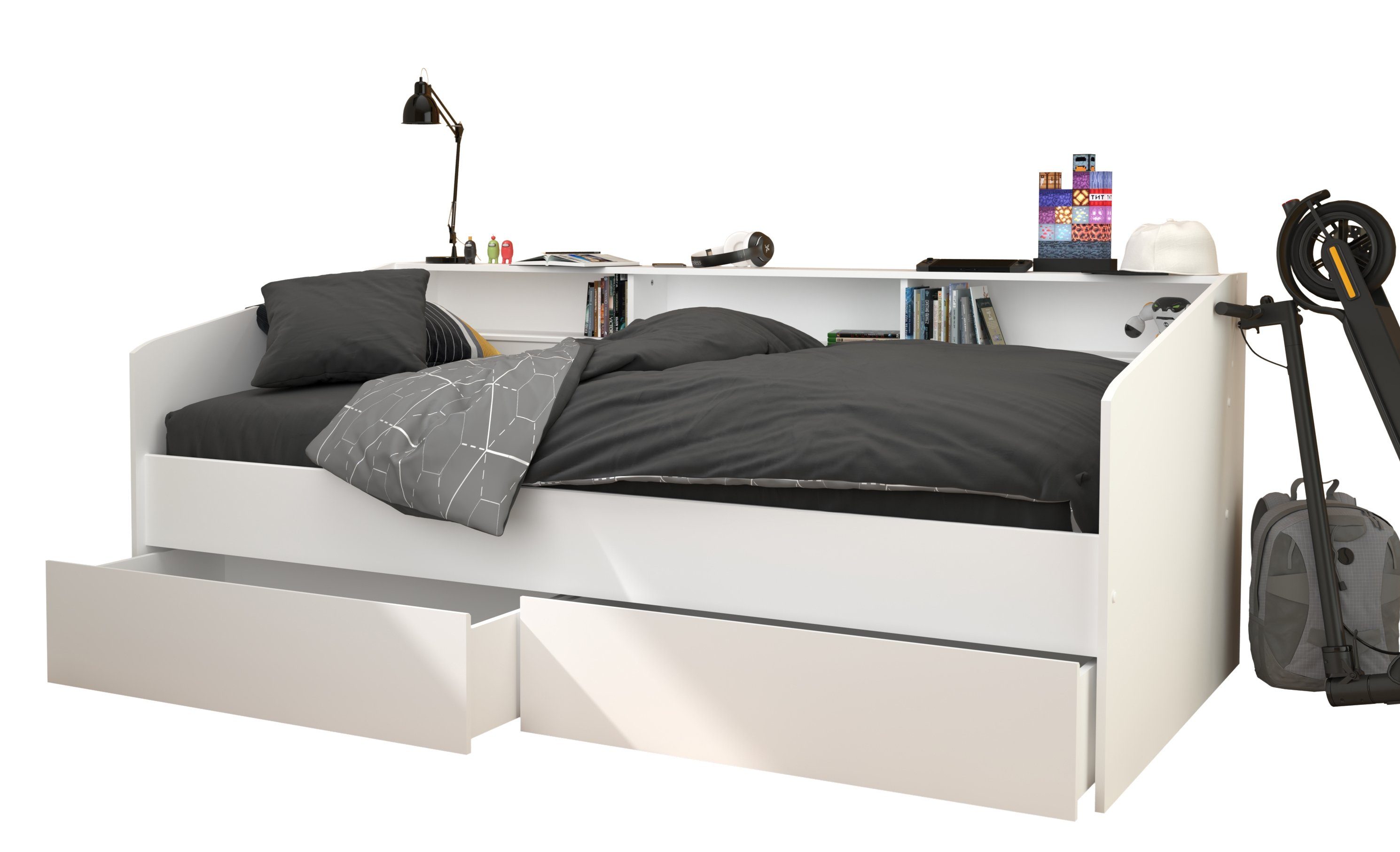 Parisot Stauraumbett Parisot Sleep 4-Stauraumbett Bett Bettschubkasten Weiß 90x200