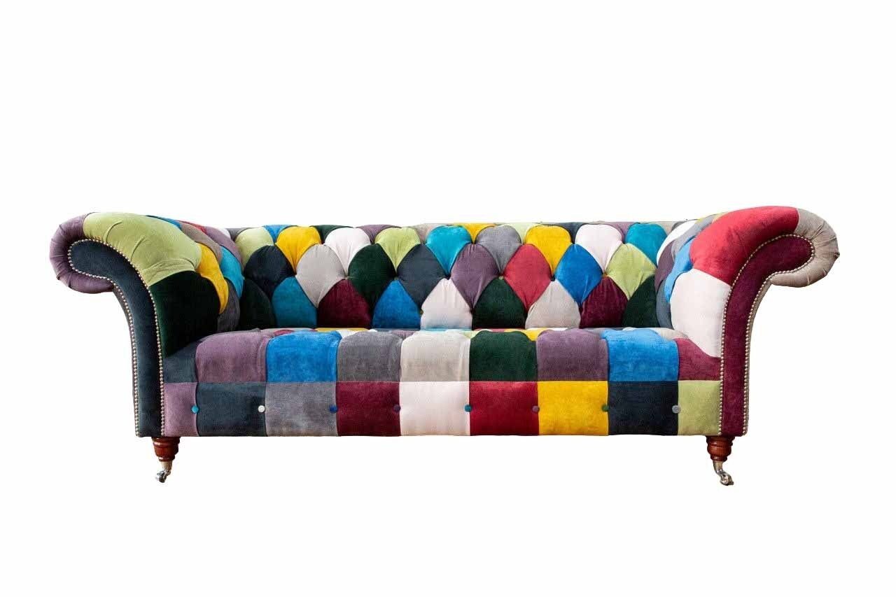 JVmoebel Sofa Sofa Chesterfield Design Sitz Polster Mehrfarbig Buntes Textil, Europe in Made