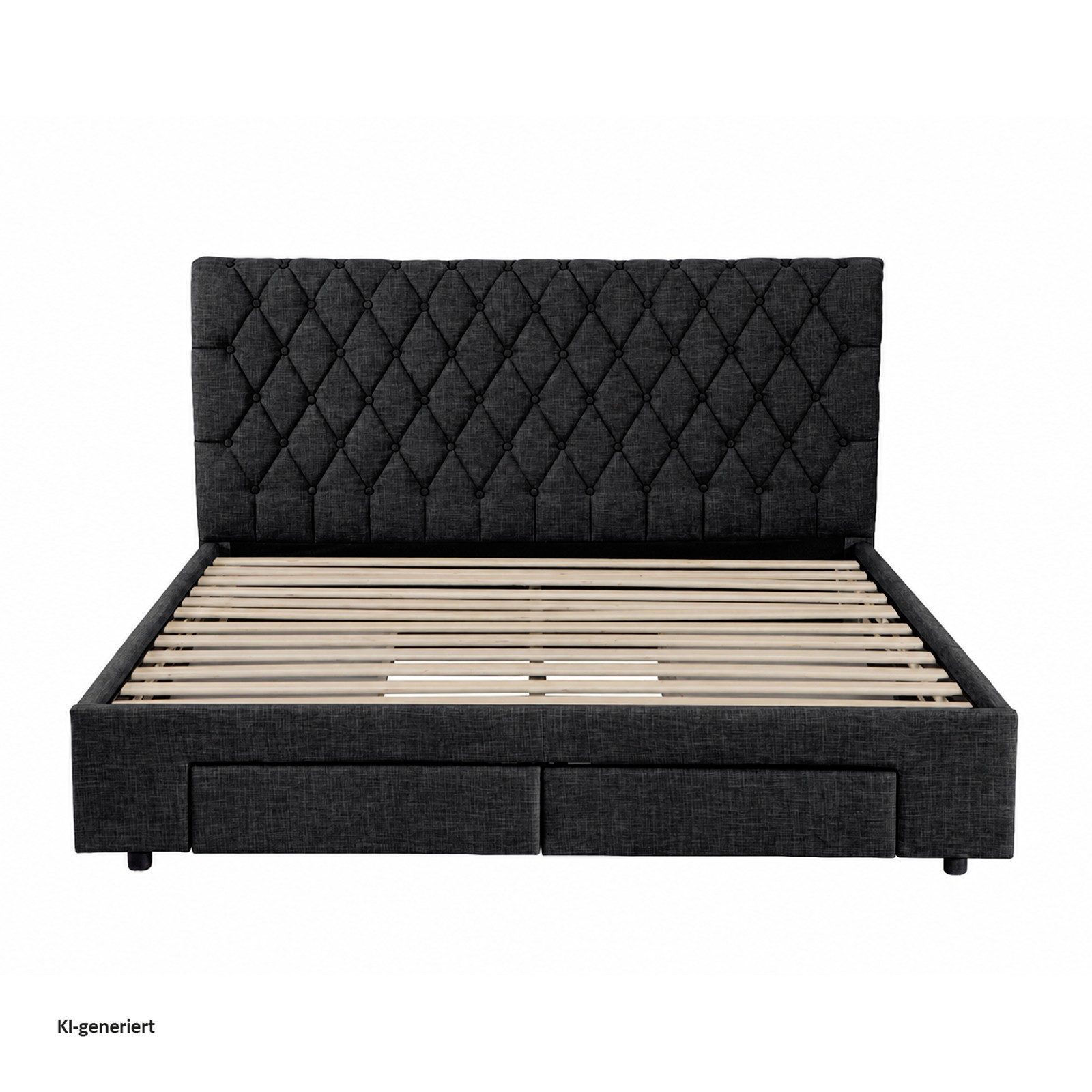 HTI-Living Polsterbett Claire 180 x 200 cm Anthrazit Doppelbett (Set, 1-tlg., 1 Bettgestell inkl. Rollrost und 4 Schubkästen), Doppelbett mit Stauraum, inkl. 4  – Bild 5 von 5
