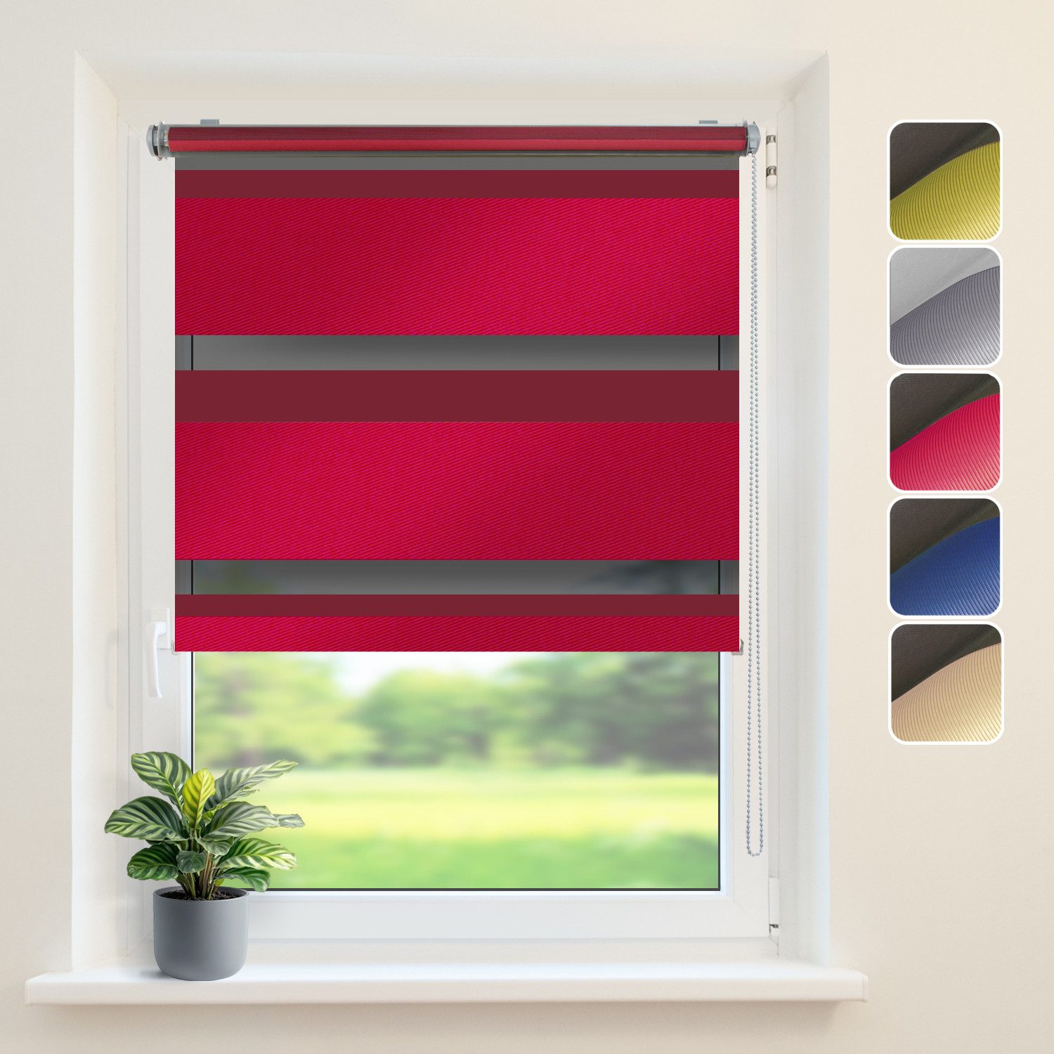 Doppelrollo "Metallic" Rollo Klemmfix-Halterung, DomDeco, Klemm- oder Schraubmontage, Klemmbar, Kettenzug, ohne Bohren, Sicht- und Blendschutz