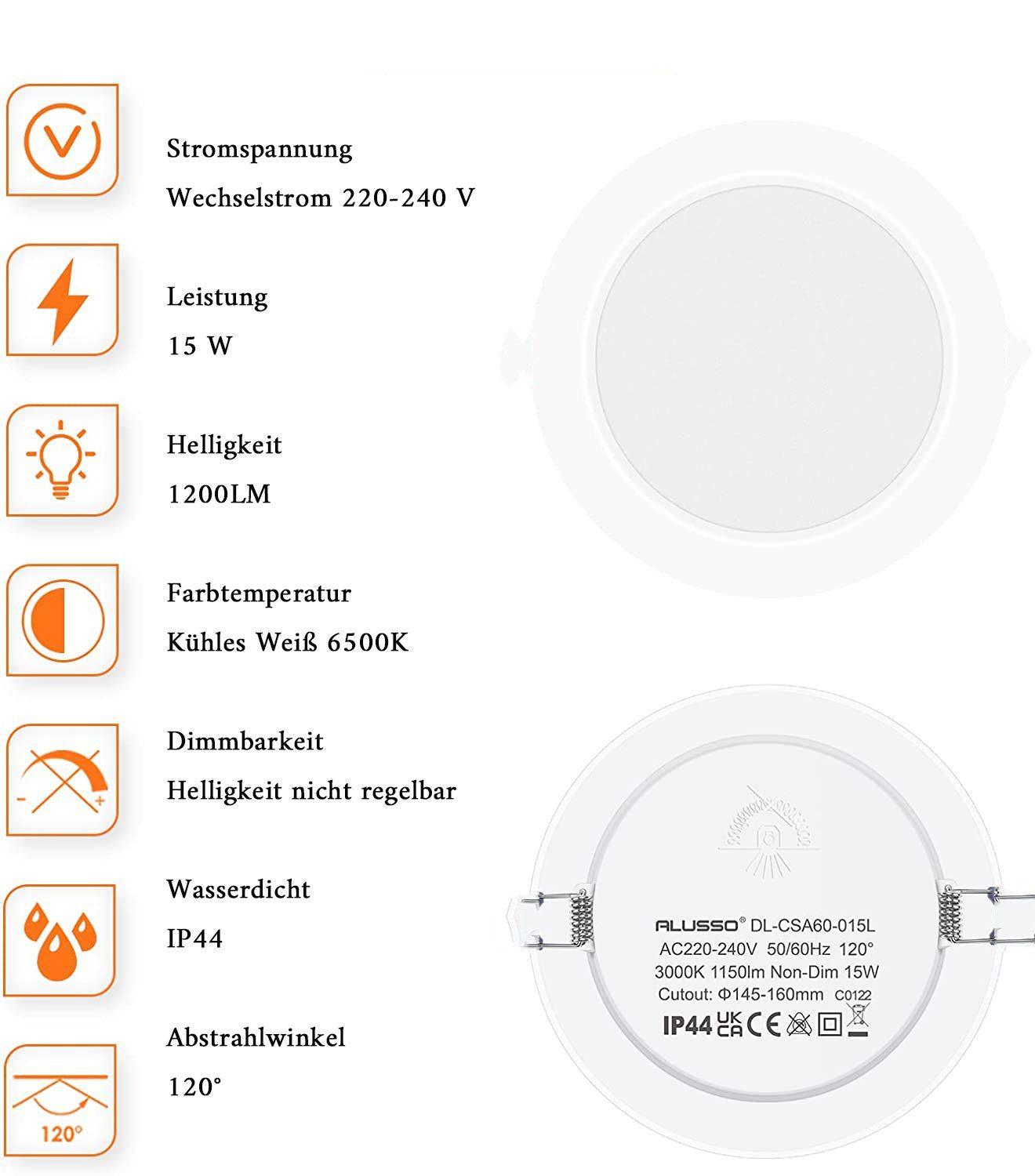 Ultra LED Deckenleuchten flach 220V weiß Einbaustrahler GelldG 20W Deckenspots Warm
