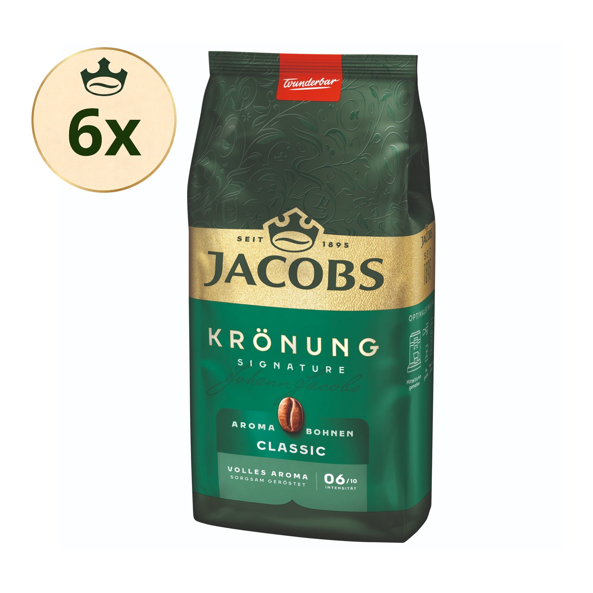 JACOBS Kaffee Kaffeebohnen Krönung Aroma-Bohnen Classic 6 x 500 g ganze Bohnen, (Packung, 6er Pack)