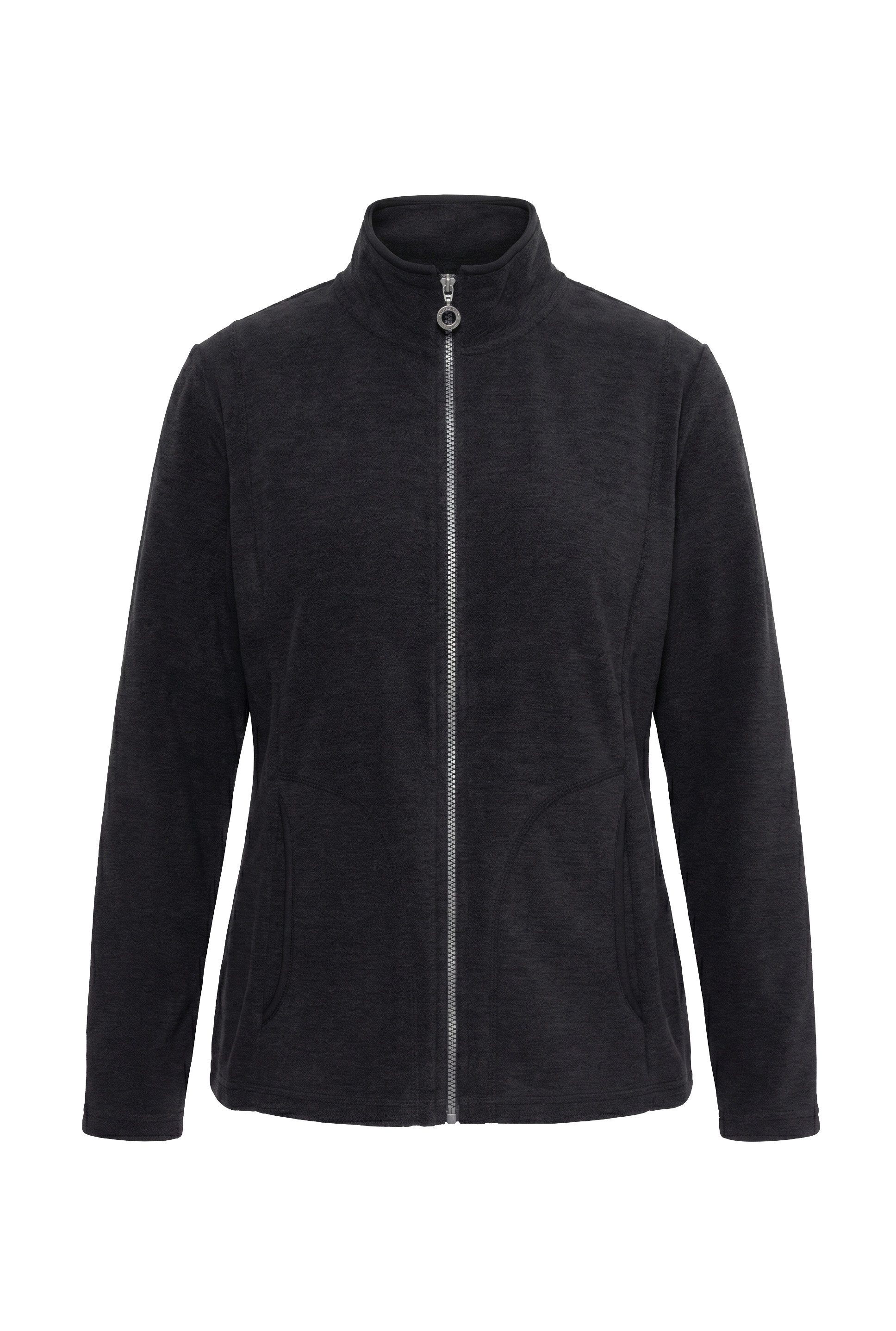 Ulla Popken Sweatjacke Fleecejacke meliert Stehkragen Langarm – Bild 2 von 4