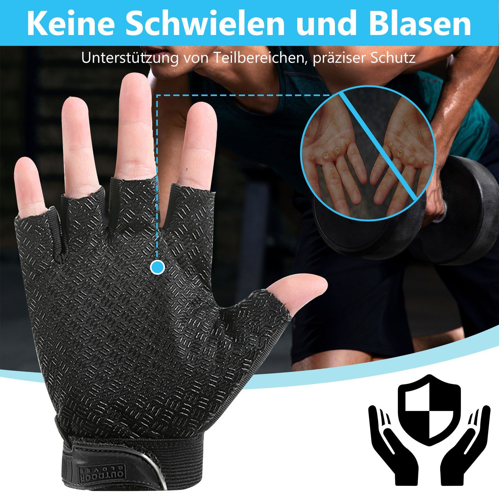 BTTO Hsch. Trainingshandschuhe Sporthandschuhe,Trainingshandschuhe für Herren Damen Outdoor Fitness Handschuhe,gym gloves,Für Krafttraining,Kraftsport,Radsport