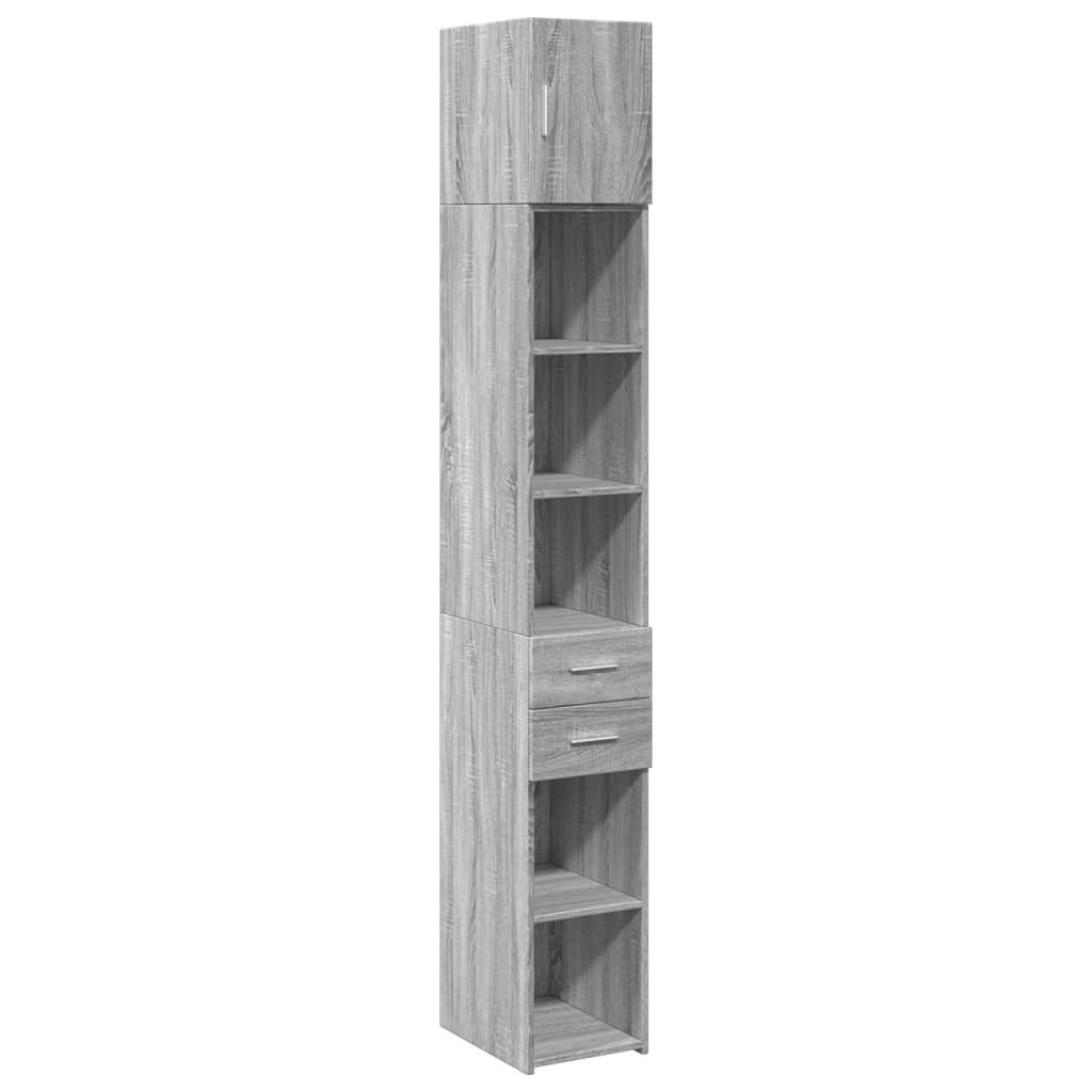 vidaXL Sideboard Hochschrank Schmal Grau Sonoma 30x42,5x225 cm Holzwerkstoff (1 St)