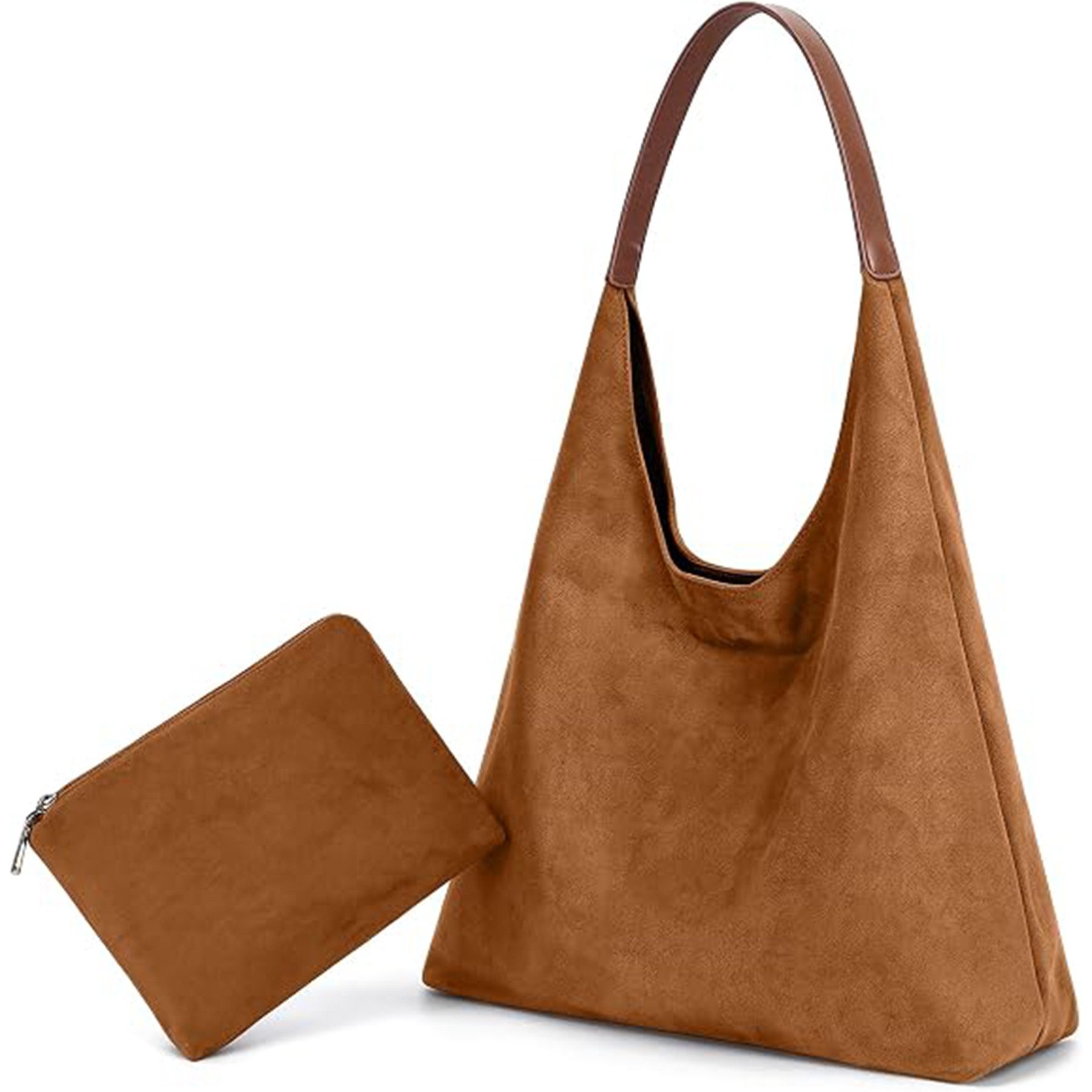Mutig Schultertasche Damen Handtasche, 2-in-1-Schultertasche,Wildleder Tote Bag, Shopper (Große Schultertasche, 2er-Set, mit Druckknopfverschluss, leicht & vielseitig kombinierbar, mit viel Stauraum), ideal für Freizeit, Schule, Arbeit, Shopping, Reisen oder den Alltag