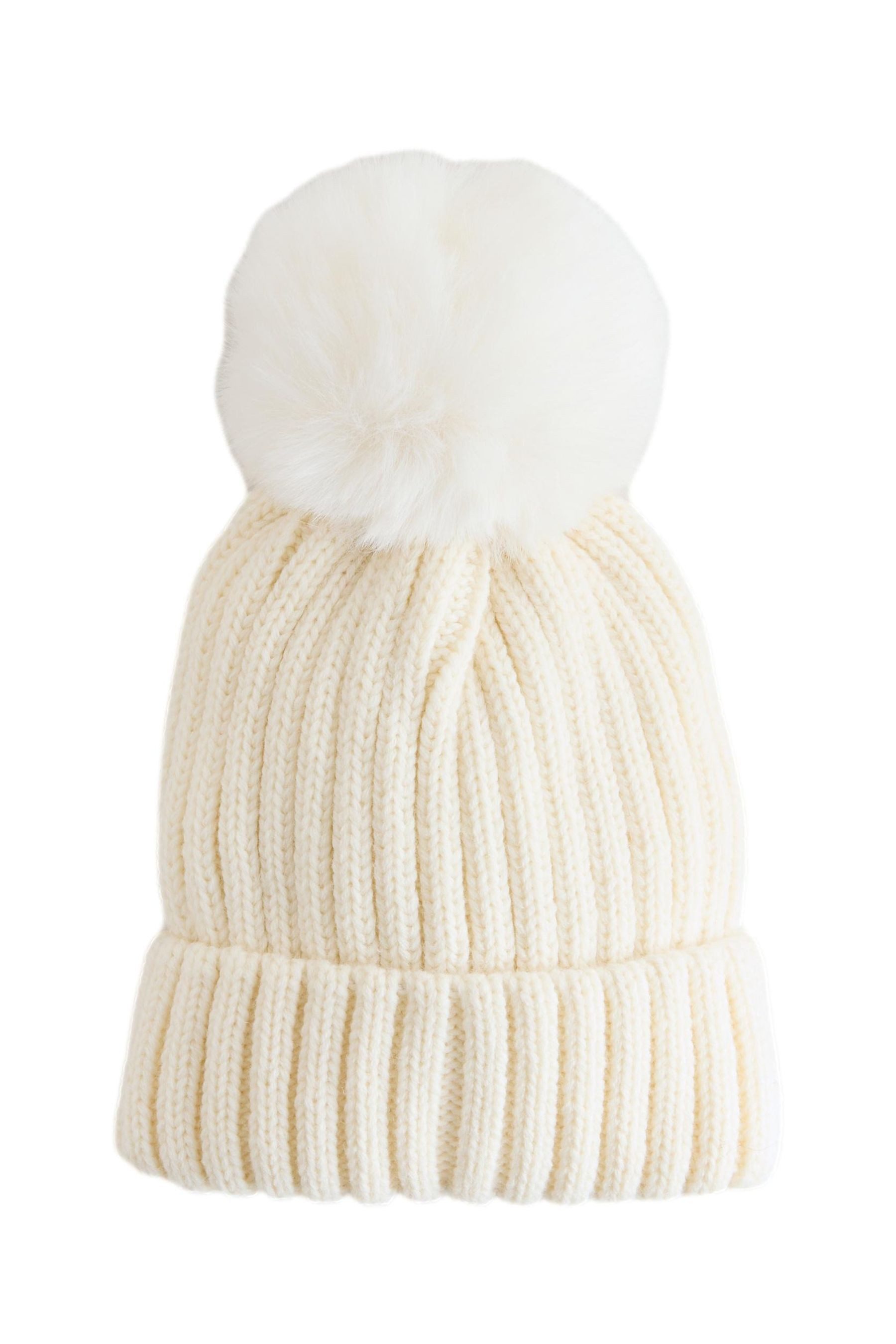 Beanie Gerippte Bommelmütze
