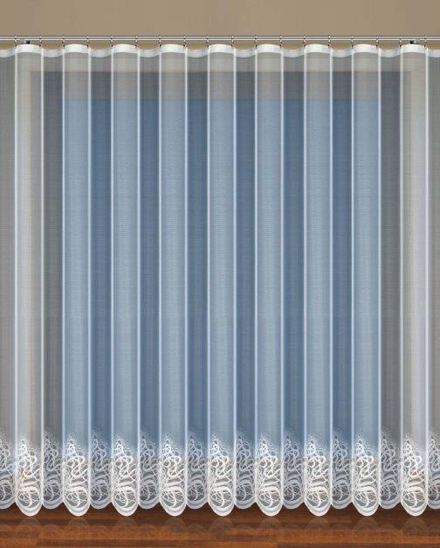 QBTEXTIL Gardine 35364 Weiß halbtransparent Jacquard-Stoff, günstig online kaufen