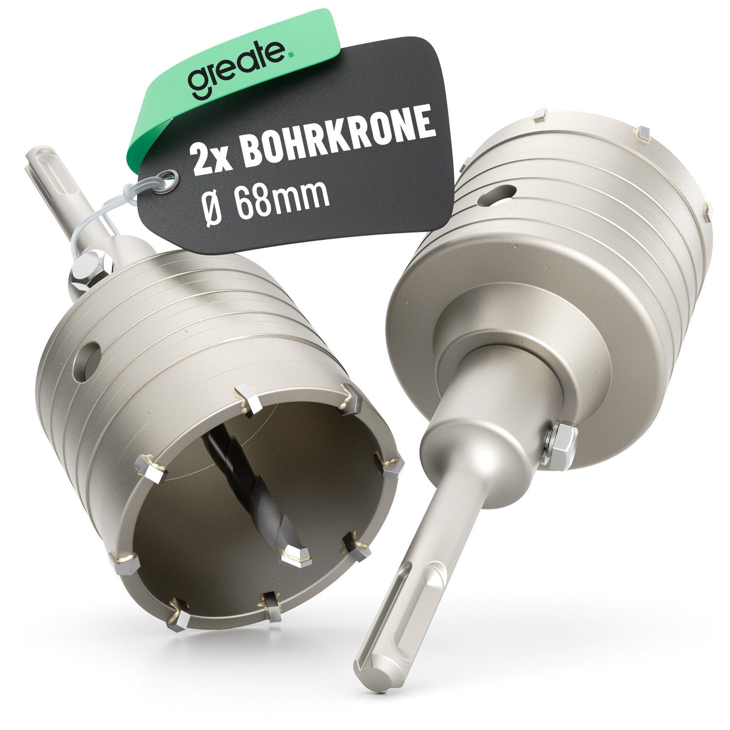 greate. Hohlbohrkrone 2x Bohrkrone 68mm SDS Plus mit Zentrierbohrer - Dosenbohrer Trockenbau, Ø 68 mm, 2-tlg.