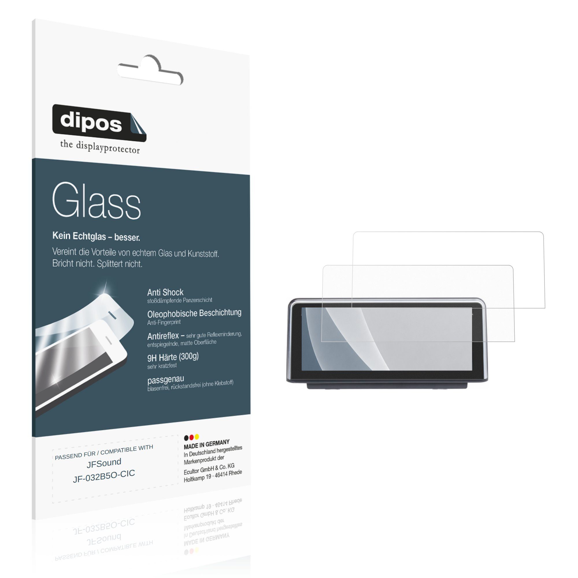 dipos Displayschutzfolie Schutzfolie für JFSound JF-032B5O-CIC, 2 Stück, Displayschutz Schutz Folie Made in Germany
