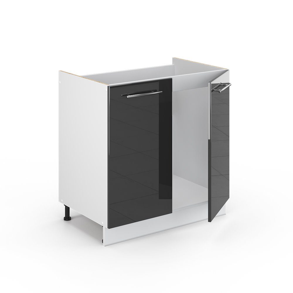 Vicco Unterschrank Fame-Line, Anthrazit Hochglanz/Weiß, 80 cm ohne Arbeitsplatte (1-St) – Bild 5 von 5