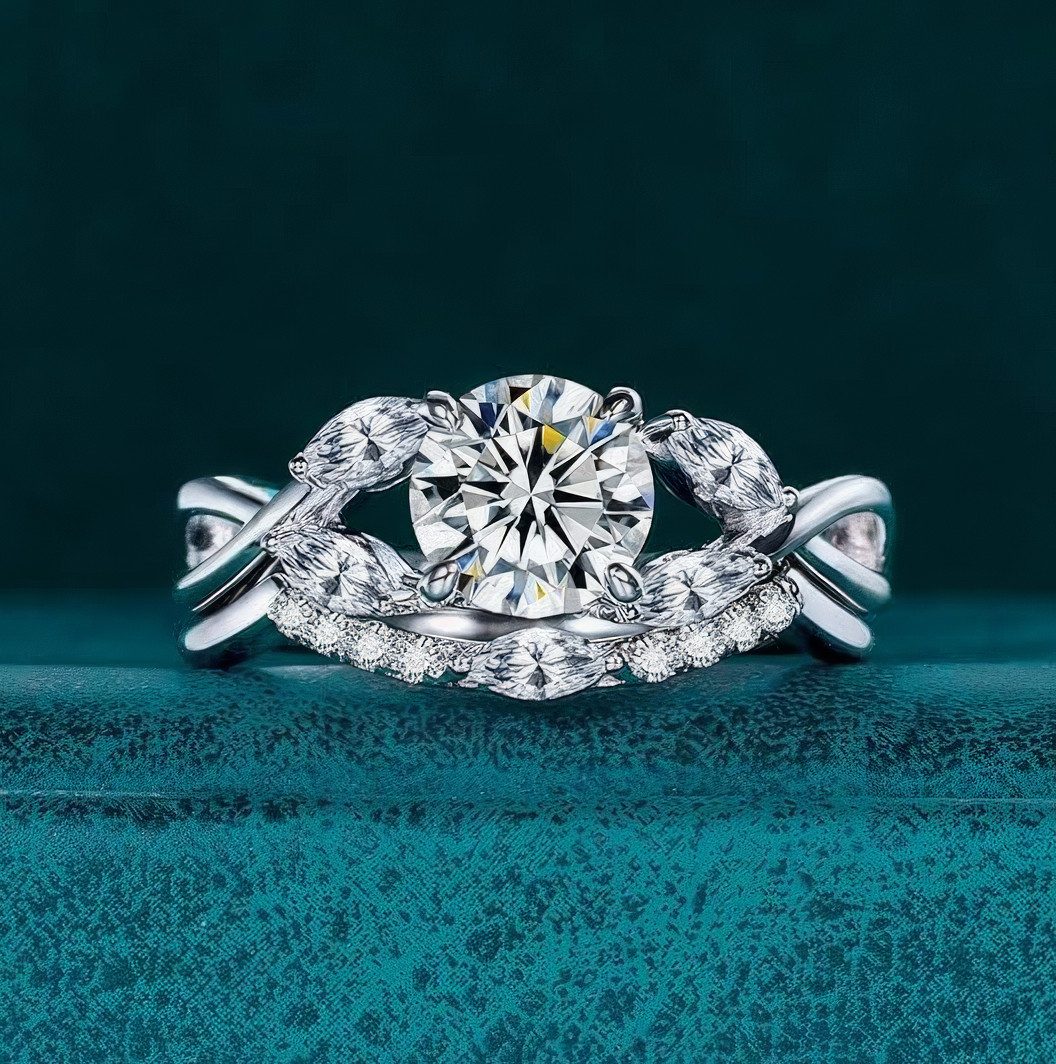 Jumpeak Diamantring ring frauen,14k Gold-Diamantring,1ct D Vs1 Brillantschliff,ring set, labordiamant,Mit IGi-Zertifikat,geschenk für frau,mutter tags geschenk