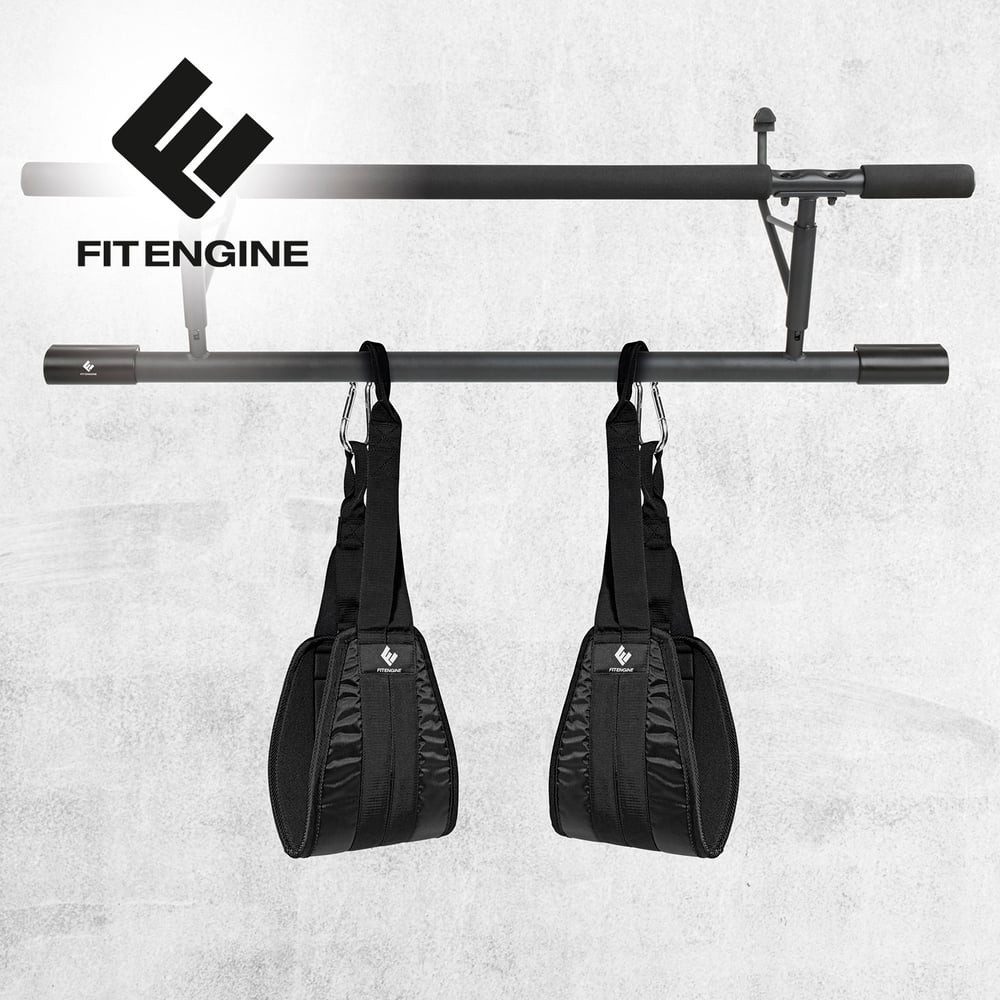 FitEngine Bauchtrainer Bauchtrainingsschlaufen mit Karabinerhaken - Arm & Bauchmuskeln, Fitness Gym Arme Bauch Rumpf trainieren Muskelaufbau Fettverbrennung
