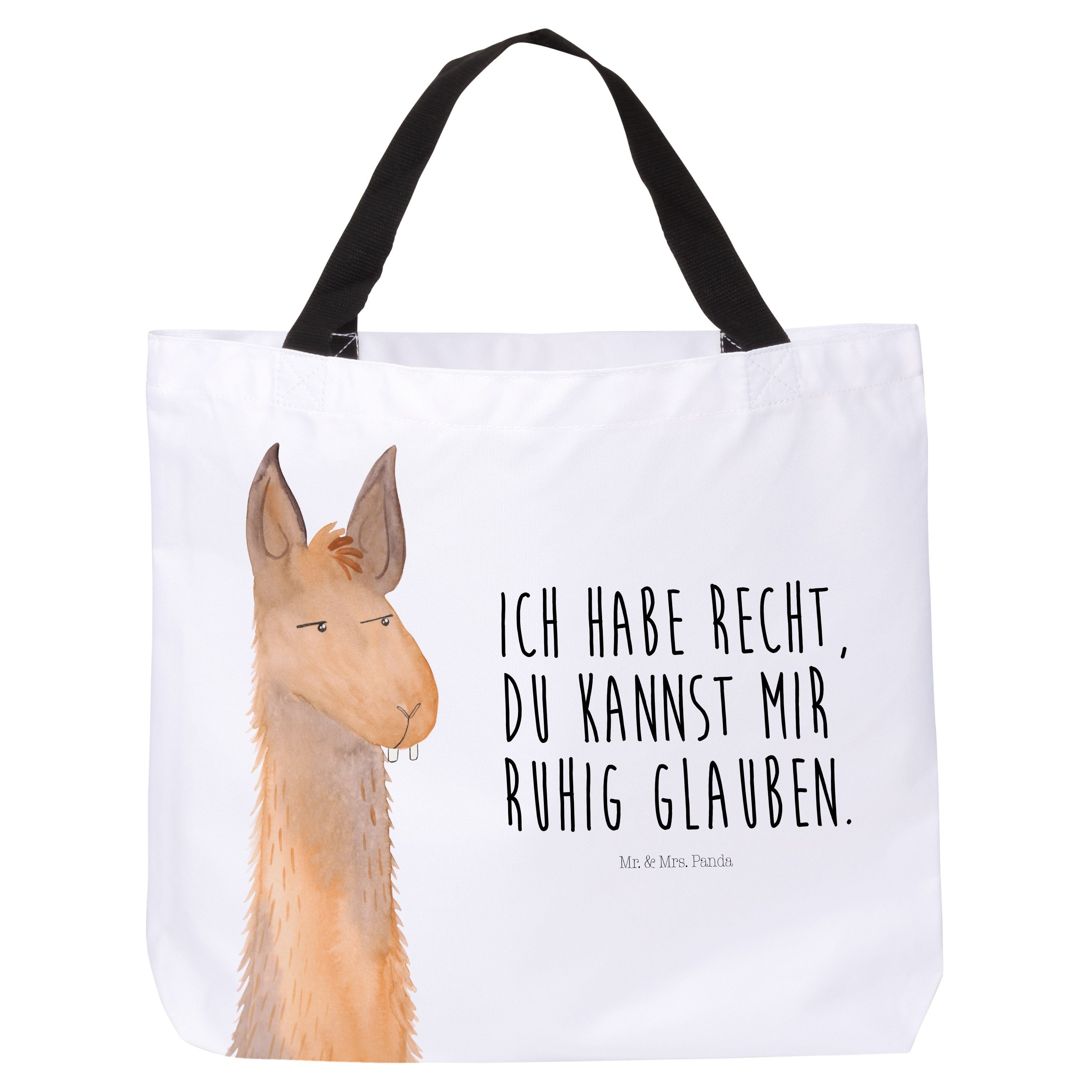 Mr. & Büroalltag, Chef, Einkauf Shopper Geschenk, Lamakopf Alpaka, Panda (1-tlg) - Weiß Mrs. genervt 