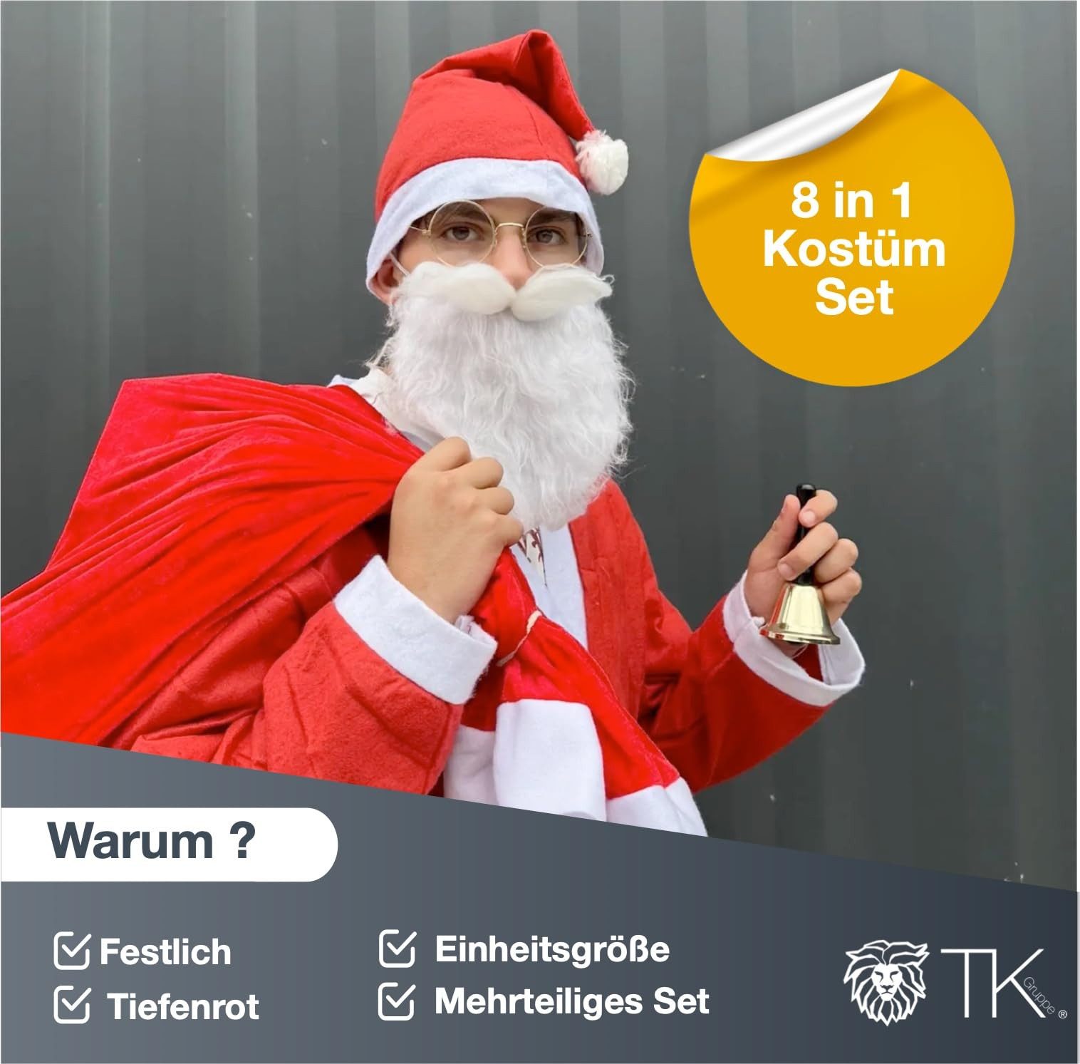 TK Gruppe Kostüm 8 in 1 Nikolauskostüm - Weihnachtsmannkostüm - Santa