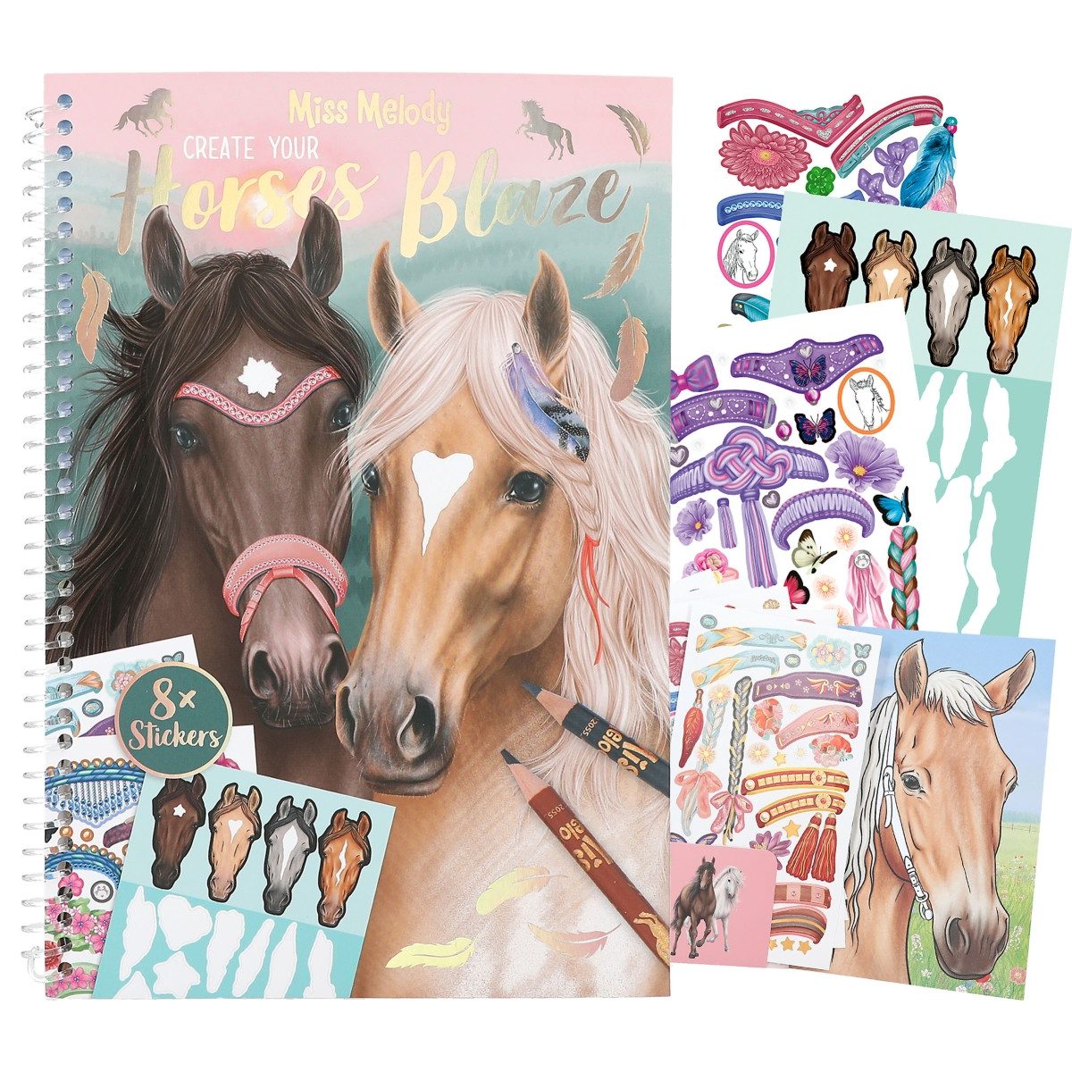 Depesche Malvorlage Miss Melody Horses Blaze Pferde Malbuch Buch inkl. Sticker Ausmalbuch
