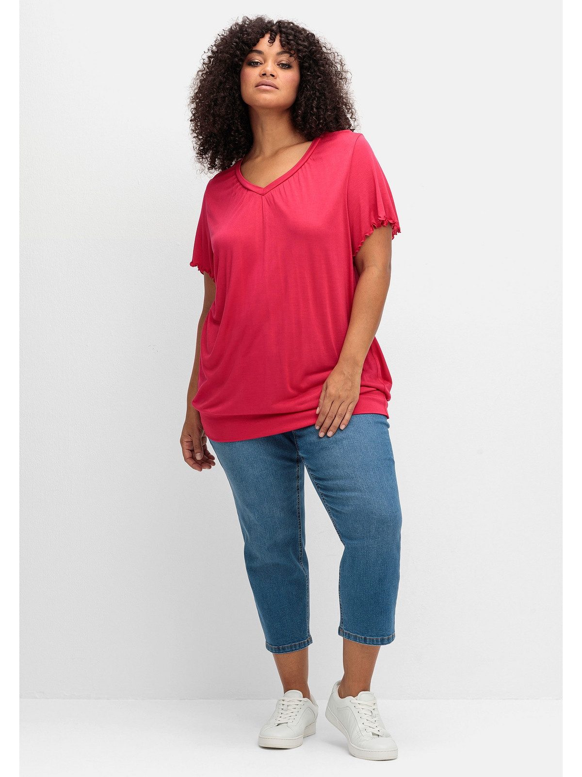 Sheego T-Shirt Große Größen mit Flügelärmeln