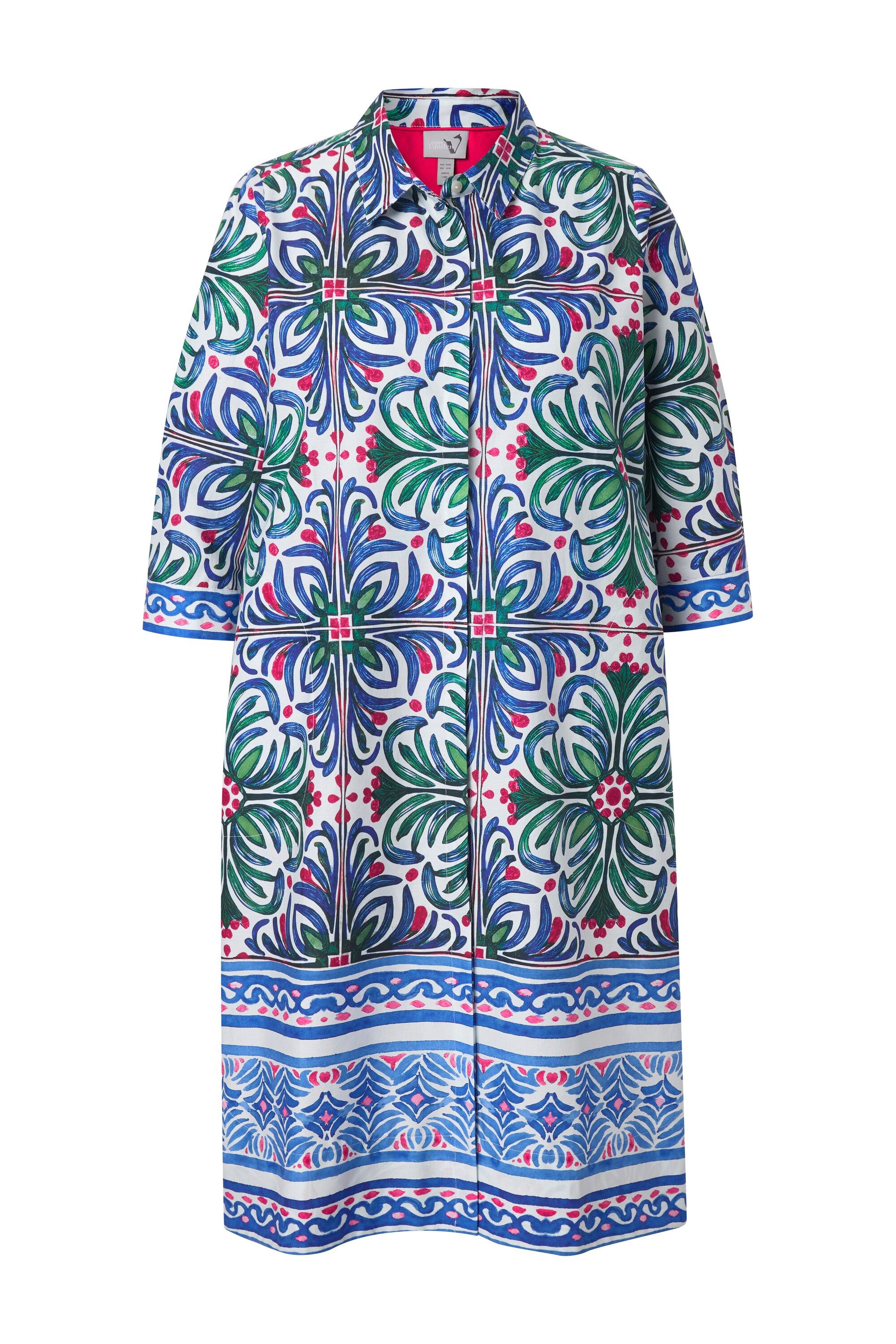 Ulla Popken Midikleid Tunikakleid A-Linie Hemdkragen 3/4-Arm