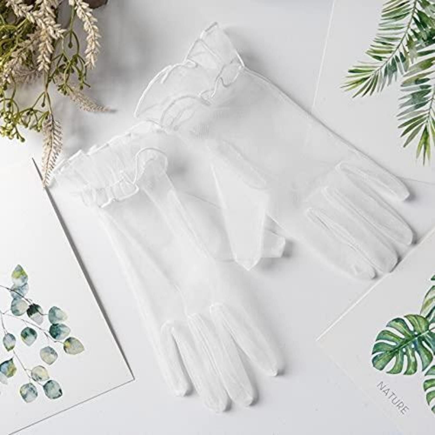 LuxusKollektion Abendhandschuhe Braut Handschuhe Tüll Kurze Vintage Weiß (1-St)