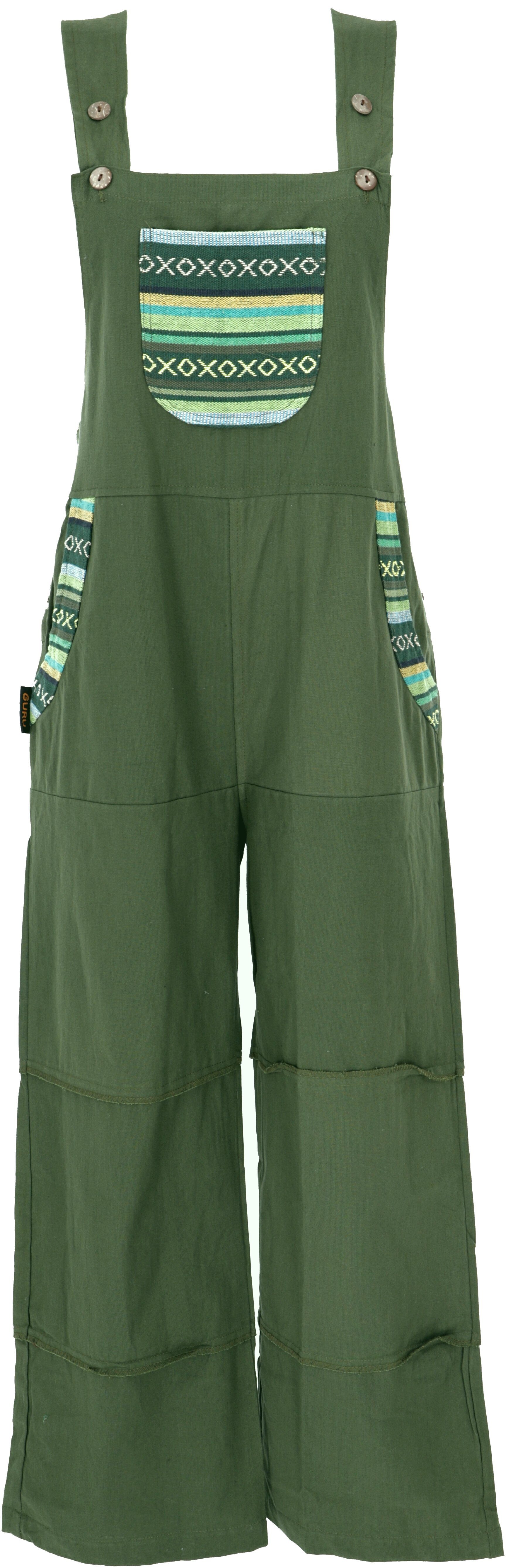 Guru-Shop Relaxhose Weite Latzhose, Ethno Style Boho oversize.. alternative Bekleidung