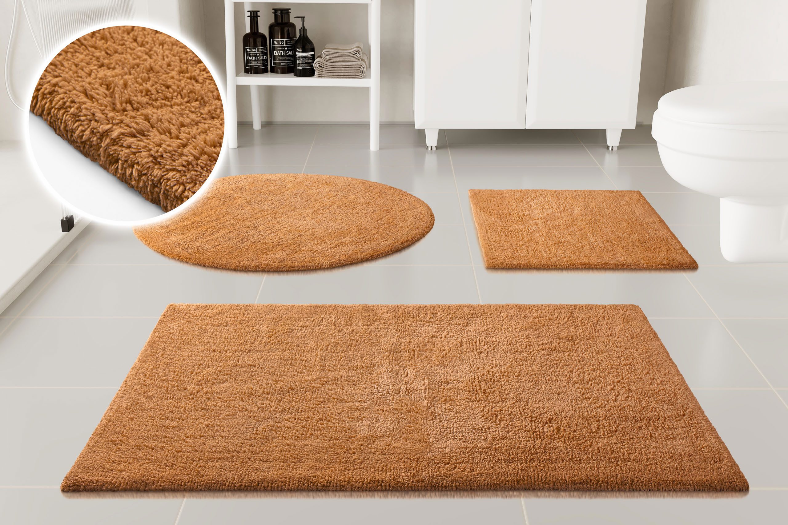 OTTO home Badematte Selenne, uni, viele Farben, Badvorleger, Badezimmer Teppich, Höhe 20 mm, rutschhemmend beschichtet, fußbodenheizungsgeeignet, Baumwolle, rechteckig, Badteppich, getuftet, modern, Uni, antirutsch, flauschig, Baumwolle