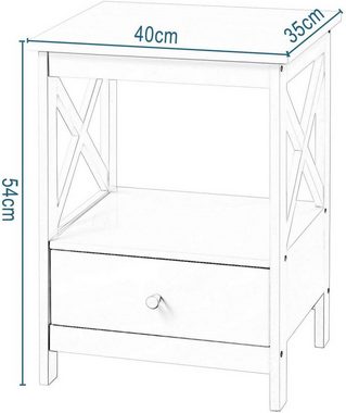 EUGAD Nachttisch (1-St., aus MDF mit Schublade und Ablage für Schlafzimmer oder Wohnzimmer), Beistelltisch Nachtschrank Nachtkommode Sofatisch Weiß