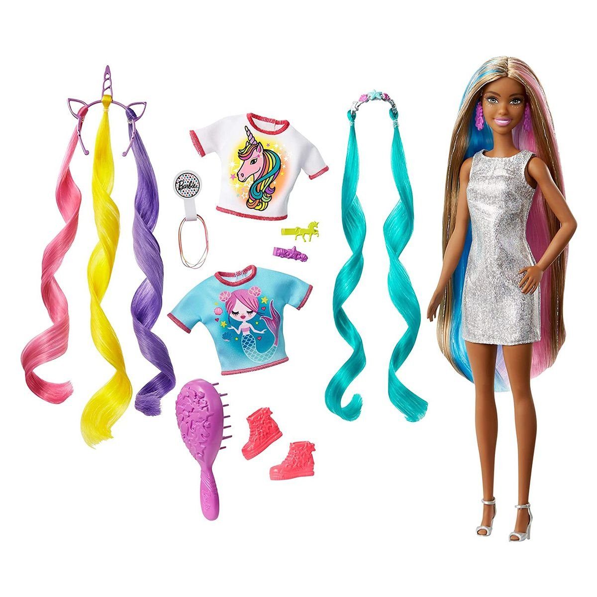 Anziehpuppe - Mattel Mattel® Puppe Barbie Fantasy Meerjungfrau/Einhorn Hair GHN05 - -