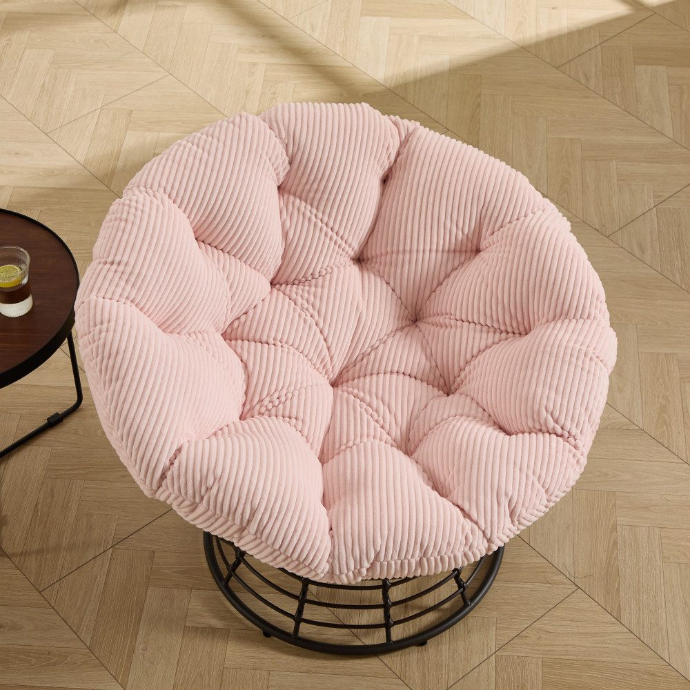 BBG Gartensessel Papasan Sessel mit 360° Drehfunktion, ergonomischer (Rattan Lounge Sessel mit extra dickem Kissen,Indoor Outdoor Drehsessel), bequemer Lesesessel für Wohnzimmer & Balkon