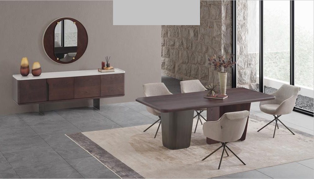 Xlmoebel Esszimmer-Set Moderne Esstischgruppe mit 4 Stühlen und Sideboard, (4-St), Made in Europa