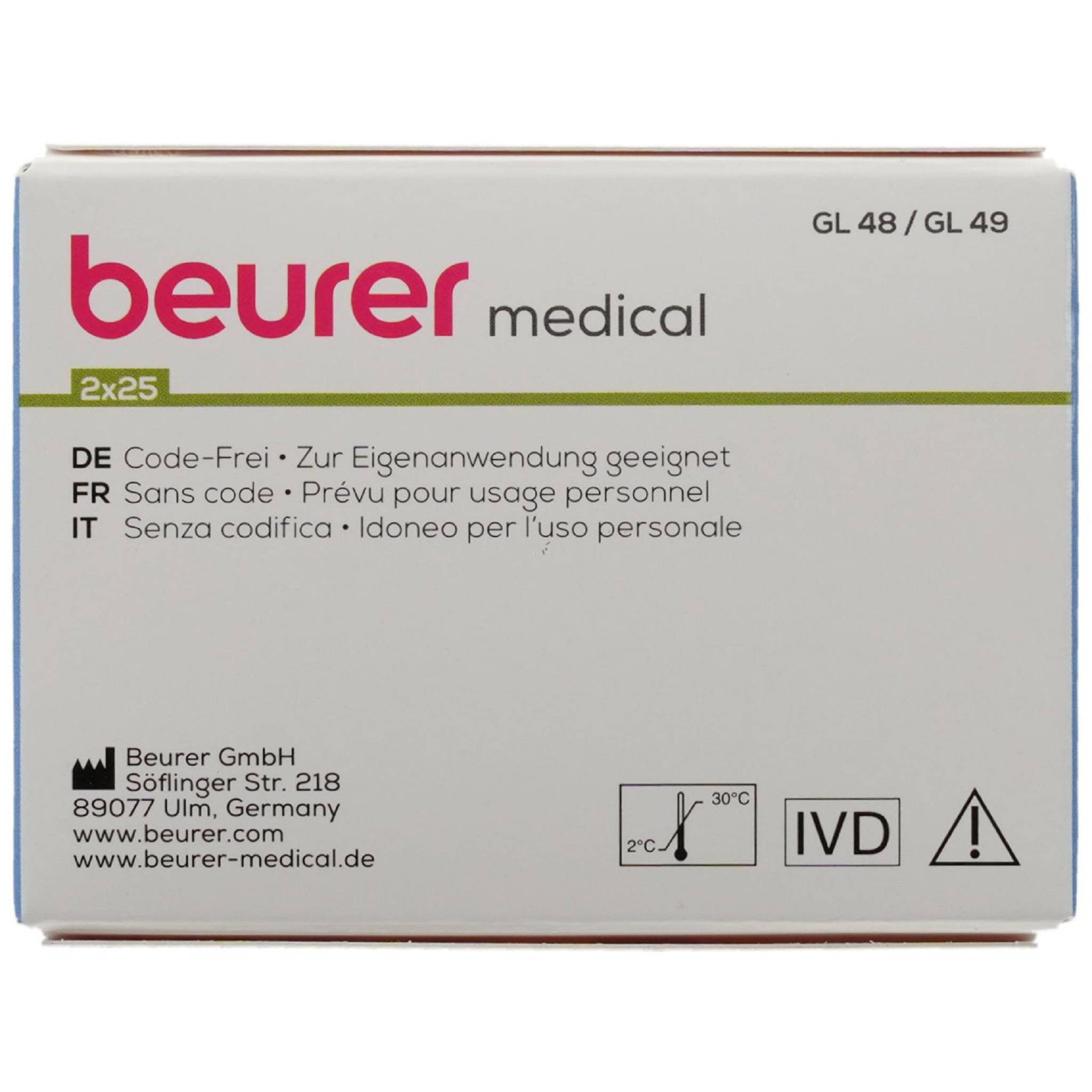 BEURER Blutzucker-Teststreifen BEURER GL48/GL49 Teststreifen 50 Stück