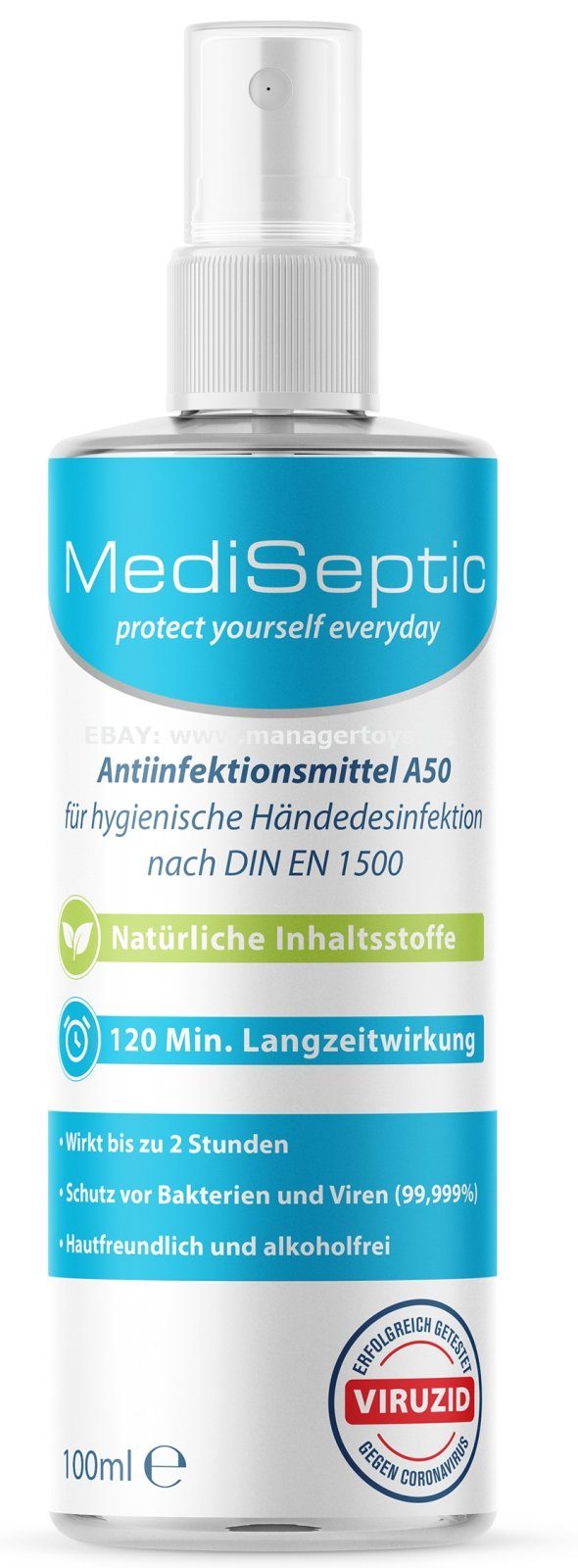 MediSeptic Handcreme MediSeptic Antiinfektionsmittel 99,9% Hand Hände Desinfektion 2 h Schutz 100 ml, Anti-Infektion zusätzlich zur Desinfektion