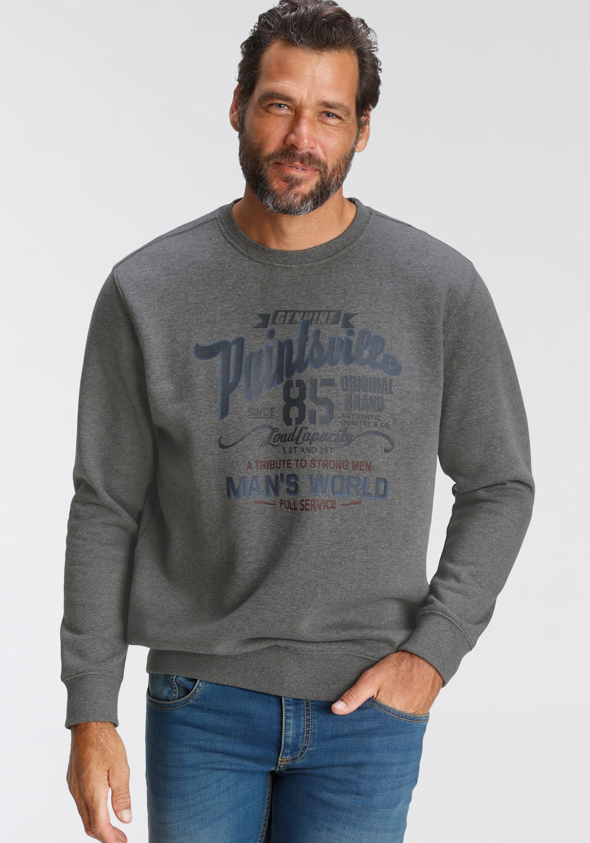 Man's World Sweatshirt Langarm, lässiger Print, Rundhals, aus Baumwollmisch günstig online kaufen