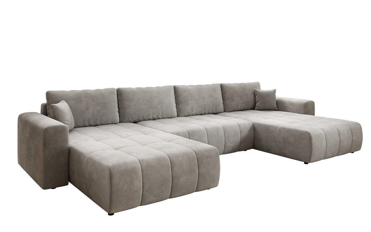 Luxusbetten24 Schlafsofa Designer Sofa Leveno U in Samt, mit Stauraum und Schlaffunktion