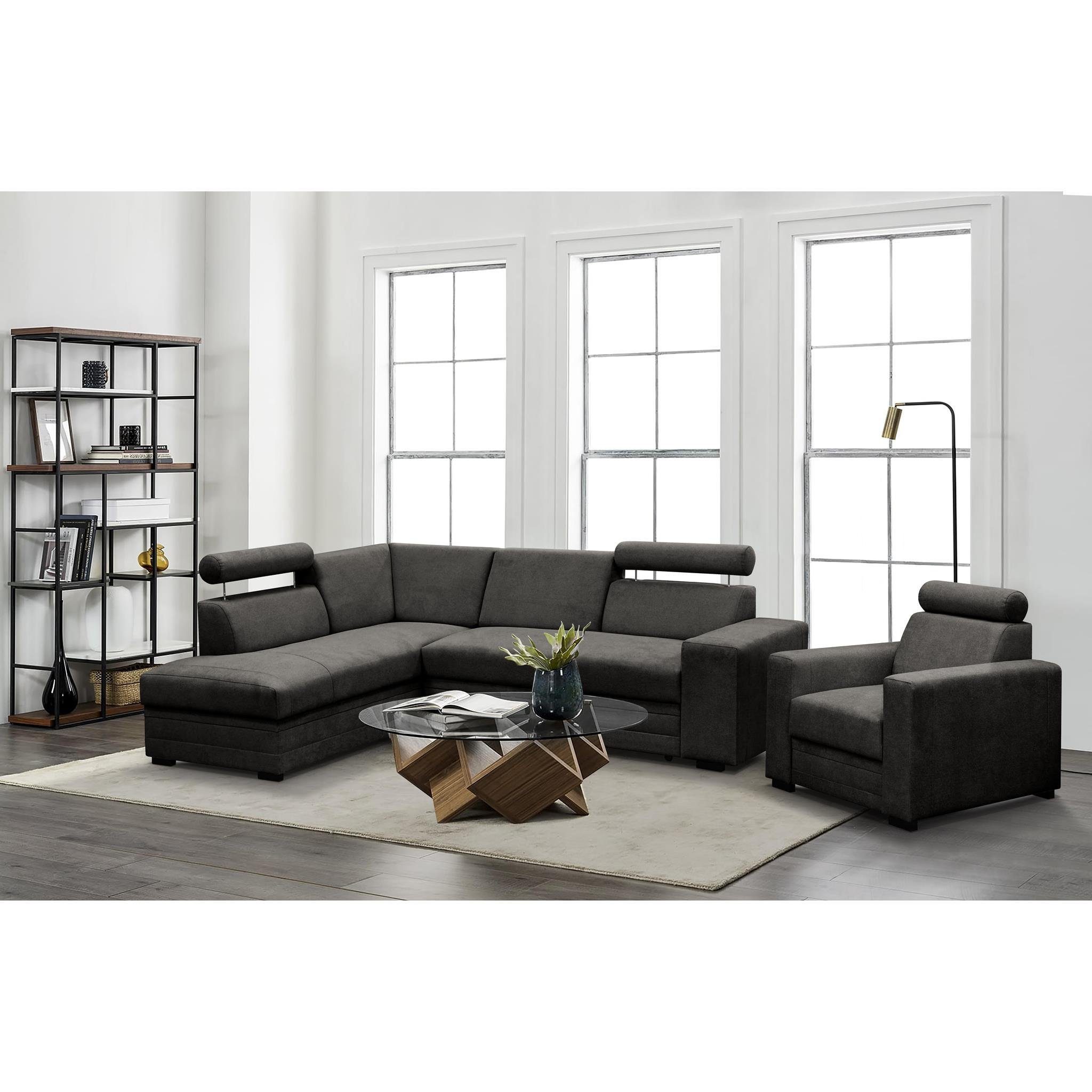 Beautysofa Ecksofa mit Bettkasten und verstellbaren Kopfstützen Roma, 250 c günstig online kaufen