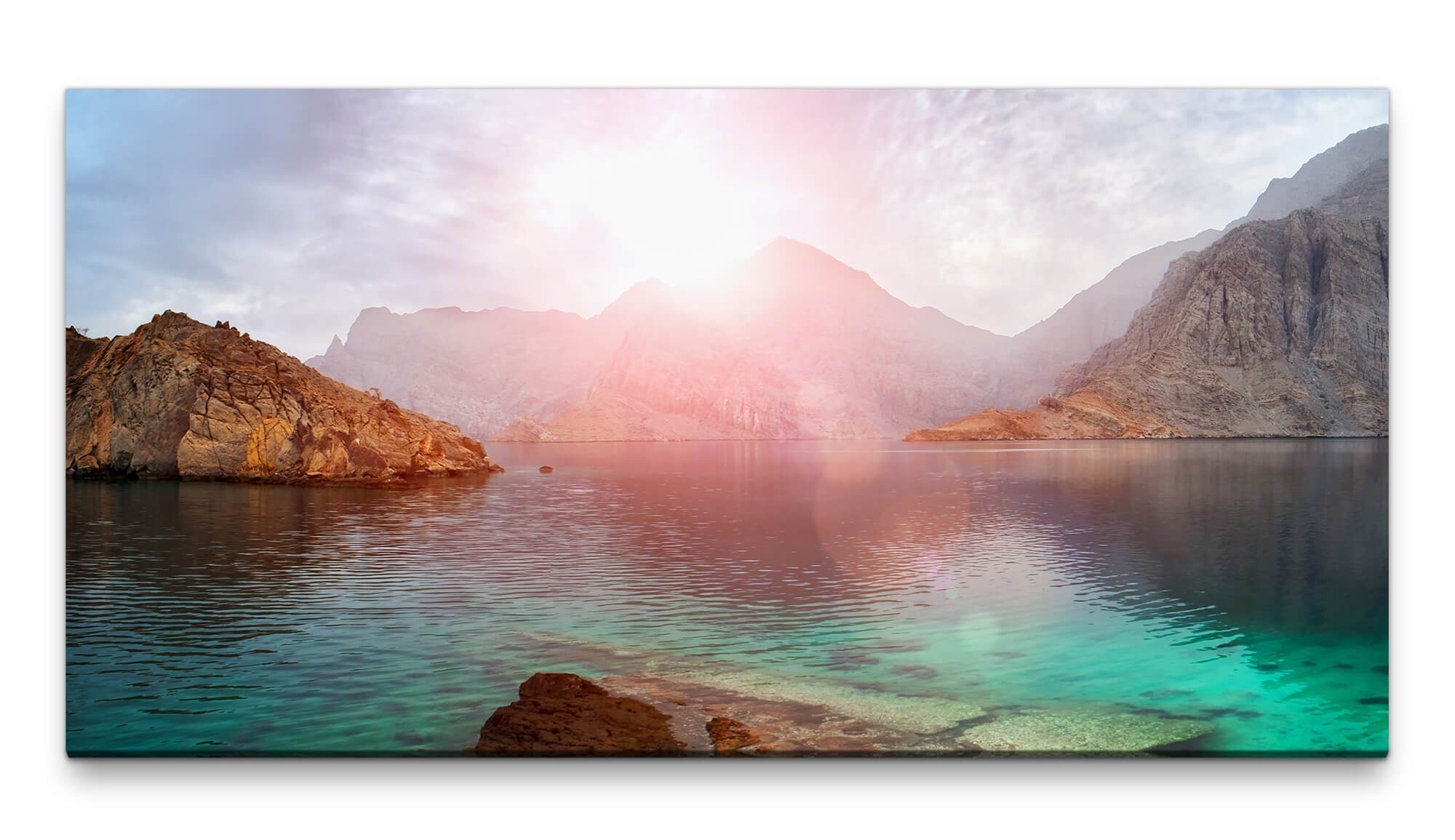 Leinwandbild Bilder XXL Bergen und Wasser 50x100cm Wandbild auf Leinwand