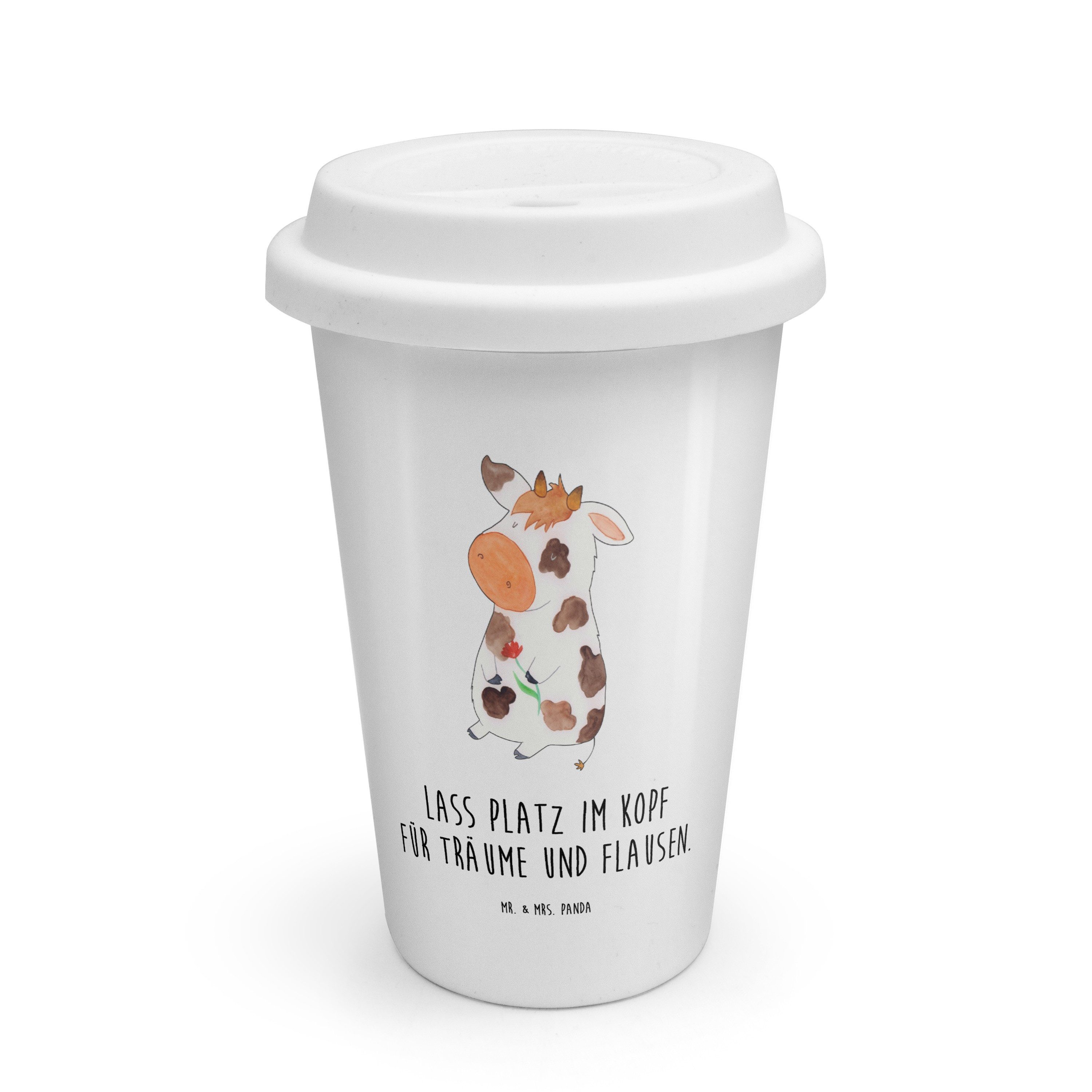 Mr. & Mrs. Panda Coffee-to-go-Becher Kuh, Thermokaffeebecher, Weiß, Bauernhof, Thermobecher To Go, Kaffeeb, Keramik, ToGo Kaffeebecher Thermobecher To Go Mehrwegbecher