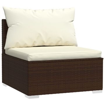 vidaXL Gartenlounge-Set 9-tlg. Garten-Lounge-Set mit Kissen Braun Poly Rattan, (1-tlg)