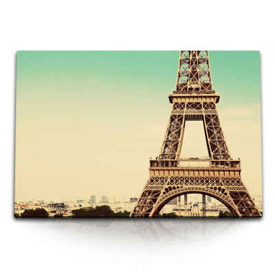 Sinus Art Leinwandbild 120x80cm Wandbild auf Leinwand Paris Eiffelturm Frankreich Fotokunst, (1 St)