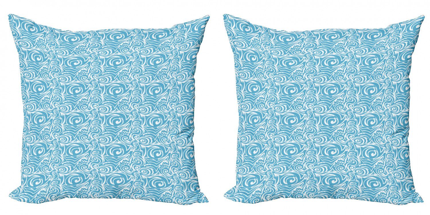 Kissenbezüge Modern Balinese (2 Stück), Doppelseitiger Digitaldruck, weiß Accent Blau und Tribal Abakuhaus