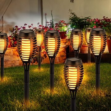 V-TAC LED Gartenfackel, LED-Leuchtmittel fest verbaut, Warmweiß, 4x Solar Flammen Fackeln Gartenleuchte Solarlicht im Freien