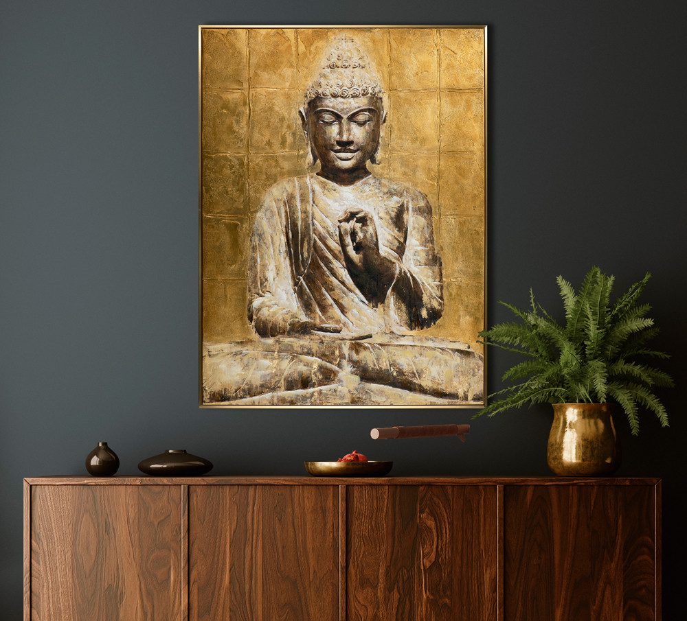ArtUniverse Gemälde Goldener Buddha 92x122 cm, Menschenmotiv