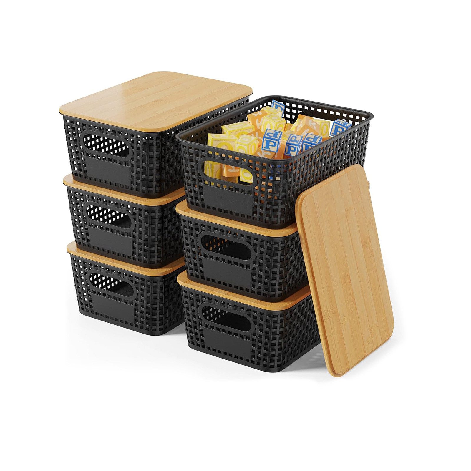 GLIESE Aufbewahrungsbox Kartoffel Aufbewahrungsbox mit Bambusdeckel Küche Aufbewahrung (6 St)