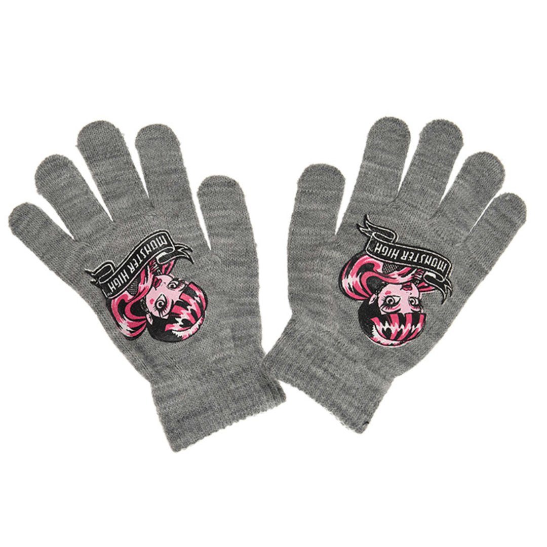 Handschuhe Monster Loop Schlupfmütze 3tlg Mütze High Grau-01 Set Gr. Kinder 54 bis High Wintermütze Girls Monster 52