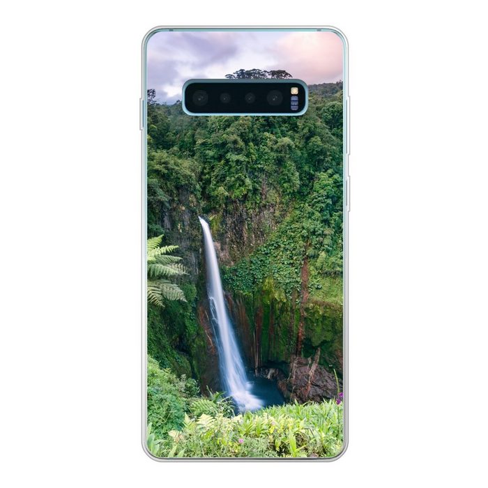 MuchoWow Handyhülle Blick auf einen Wasserfall im fantastischen Regenwald in Costa Rica Phone Case Handyhülle Samsung Galaxy S10+ Silikon Schutzhülle