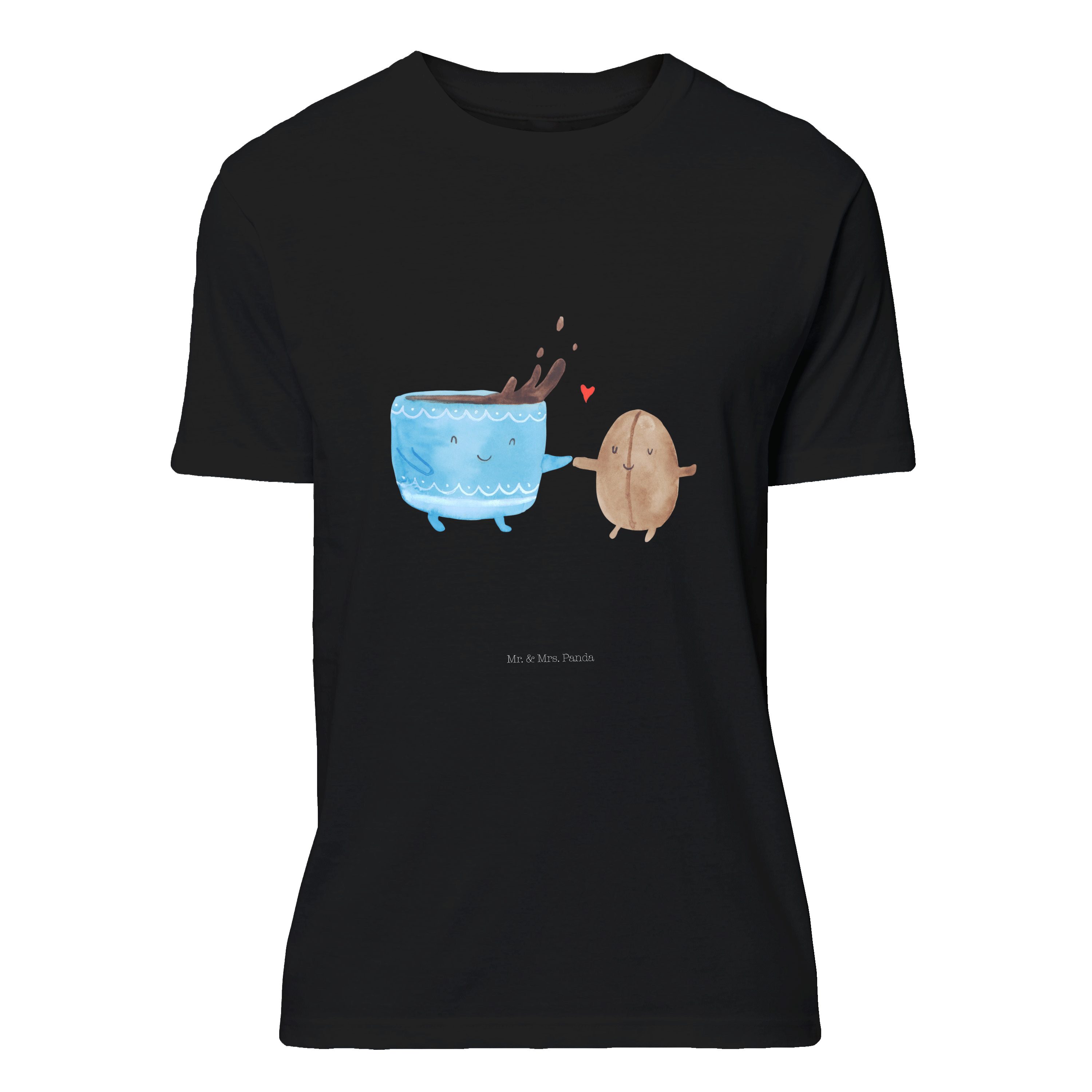 Mr. & Mrs. Panda T-Shirt Kaffee Bohne - Schwarz - Geschenk, Tiere, gute Laune, Glück, Motiv, süße Tiermotive, Kaffeebohne, Sprüche, T-Shirt, unisex, Zufriedenheit, Damen (1-tlg)