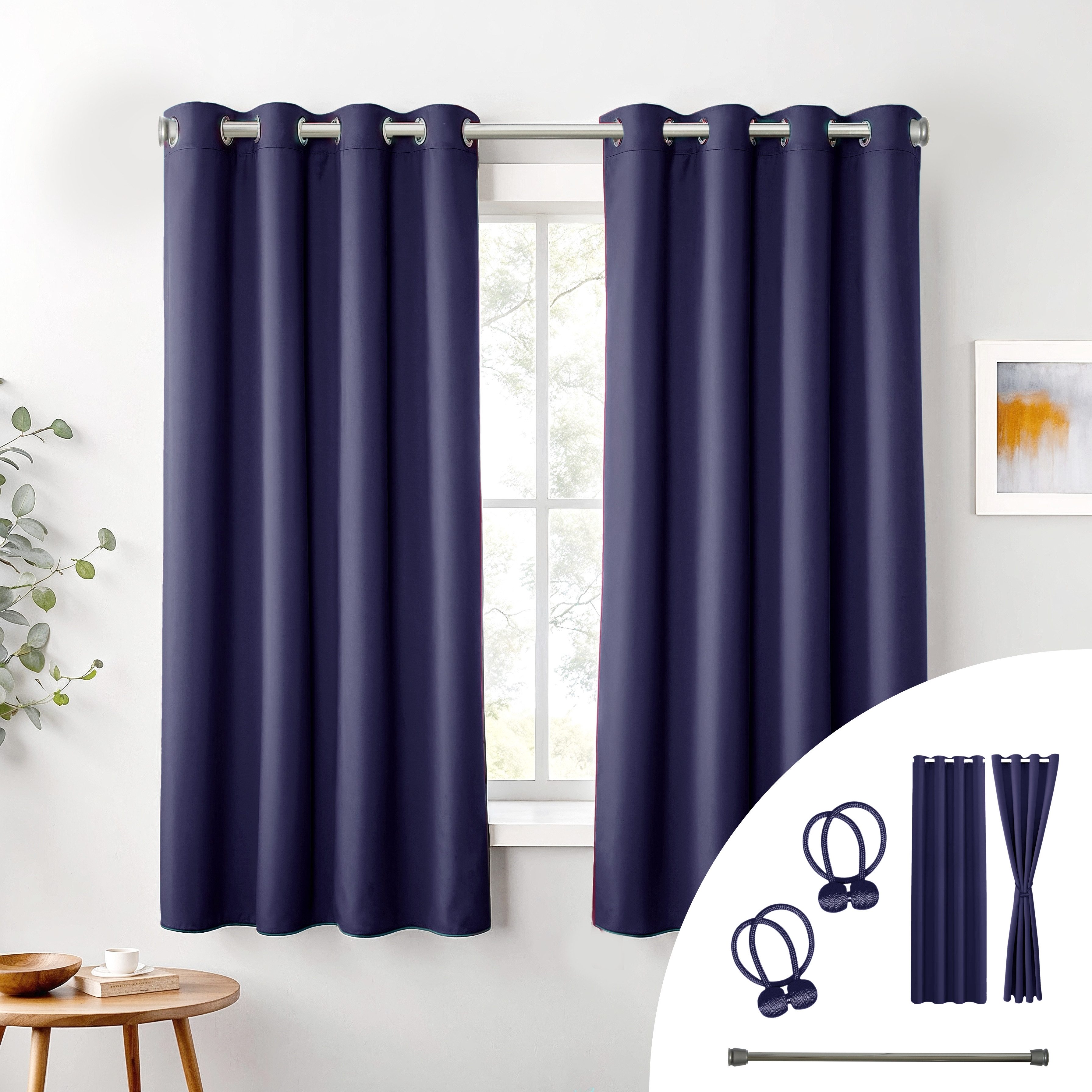 Cozyor Verdunkelungsvorhang 2er-Set inkl. 2 Magnethalter, thermoisolierend, Gardinen blickdicht (2 St), Ösen, verdunkelnd, Mikrofaser Polyester