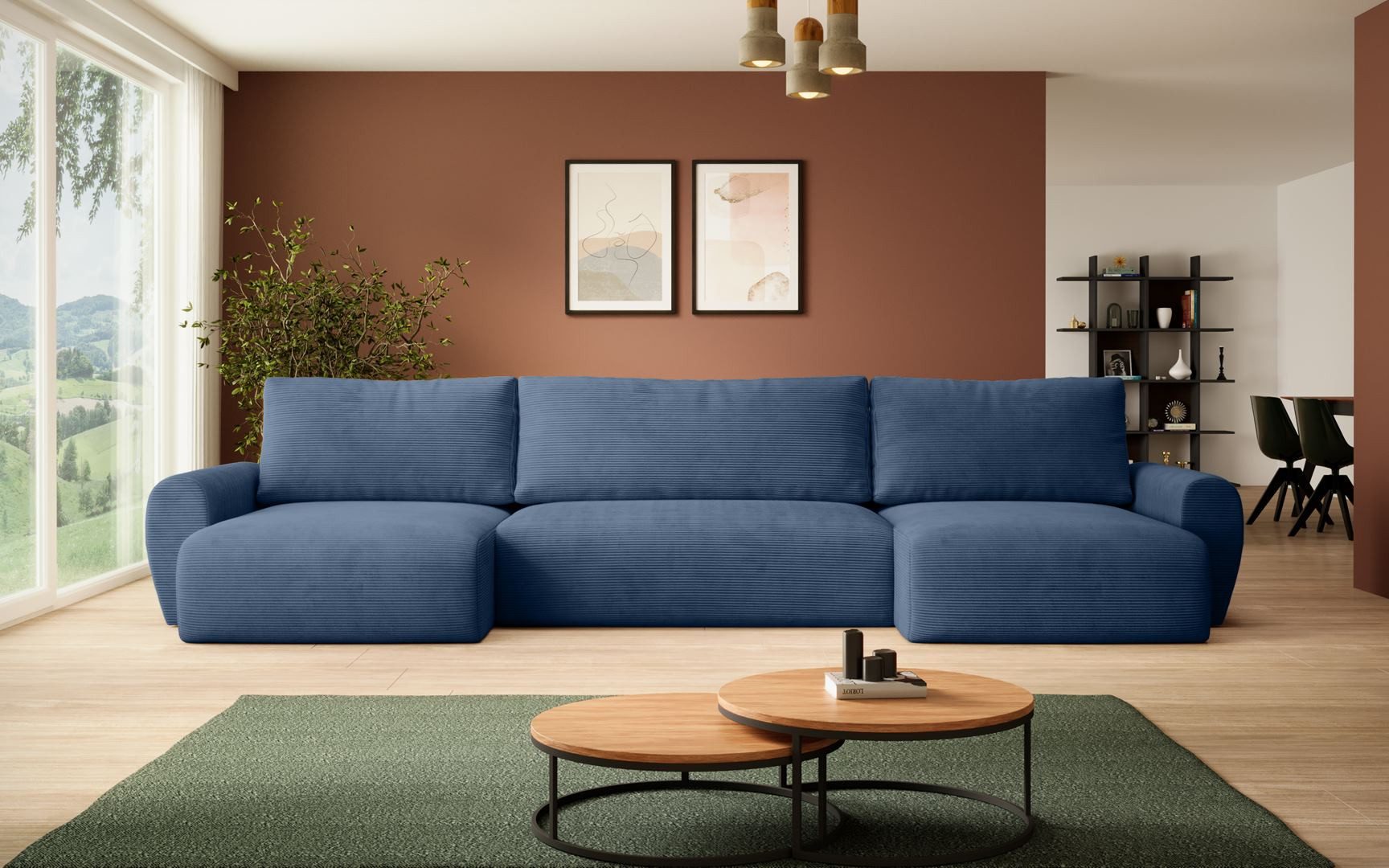 Beautysofa Ecksofa POSS U, mit Schlaffunktion, universelle Ottomane