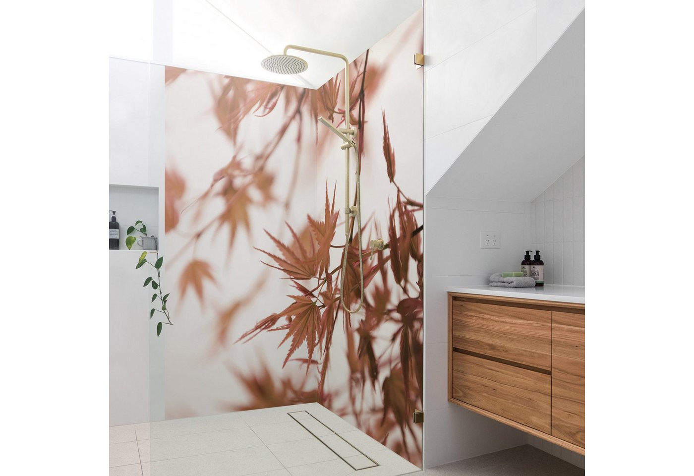 Thumbnail - Bilderdepot24 Duschrückwand Fotografie rot Duschrückwand ohne Bohren Dusche, (2-tlg., 0,61 mm starke Folie selbstklebend...
